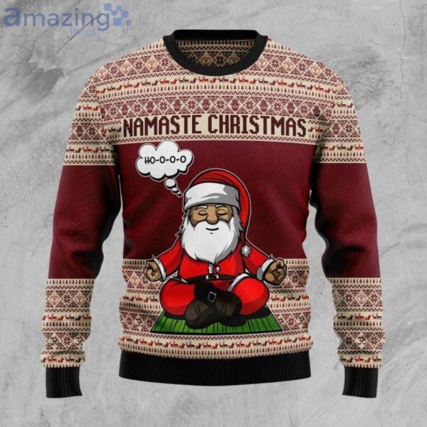 Yoga Santa Clause Funny Santa Ugly Christmas Sweater Product Photo 1