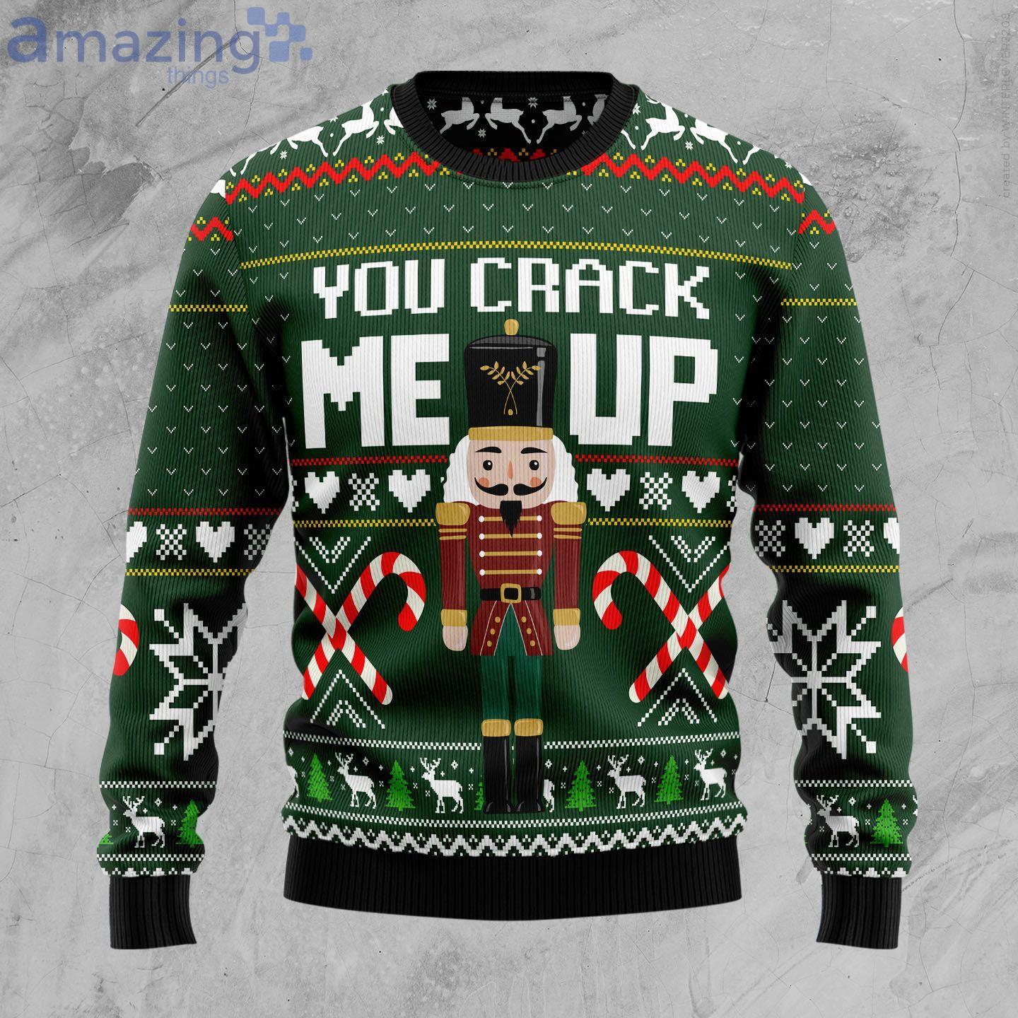 You Crack Me Up Nutcracker Candy Cane Ugly Christmas Sweater image You Crack Me Up Nutcracker Candy Cane Ugly Christmas Sweater Product Photo 1 Product photo 1