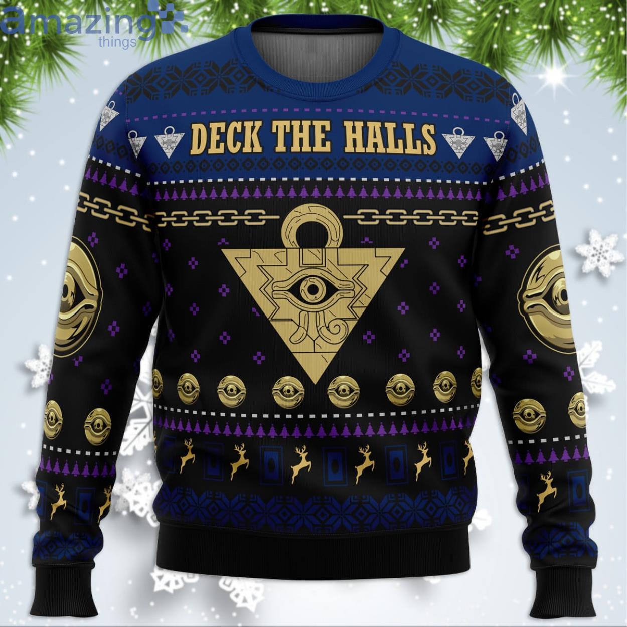 Yugioh Deck The Halls Funny Christmas Gift Ugly Christmas Sweater