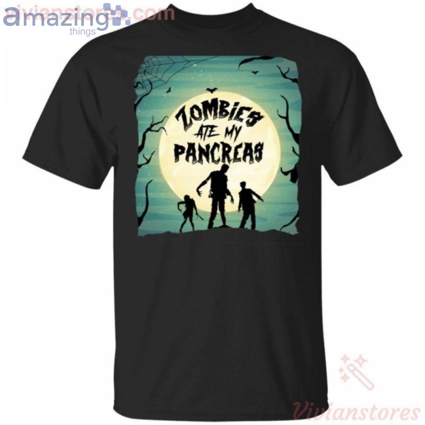 Zombies Ate My Pancreas Diabete Awareness Halloween T-Shirt Product Photo 1