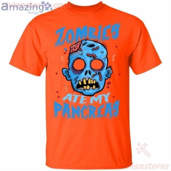 Zombies Ate My Pancreas Diabetes Awareness Halloween T-Shirt Product Photo 2