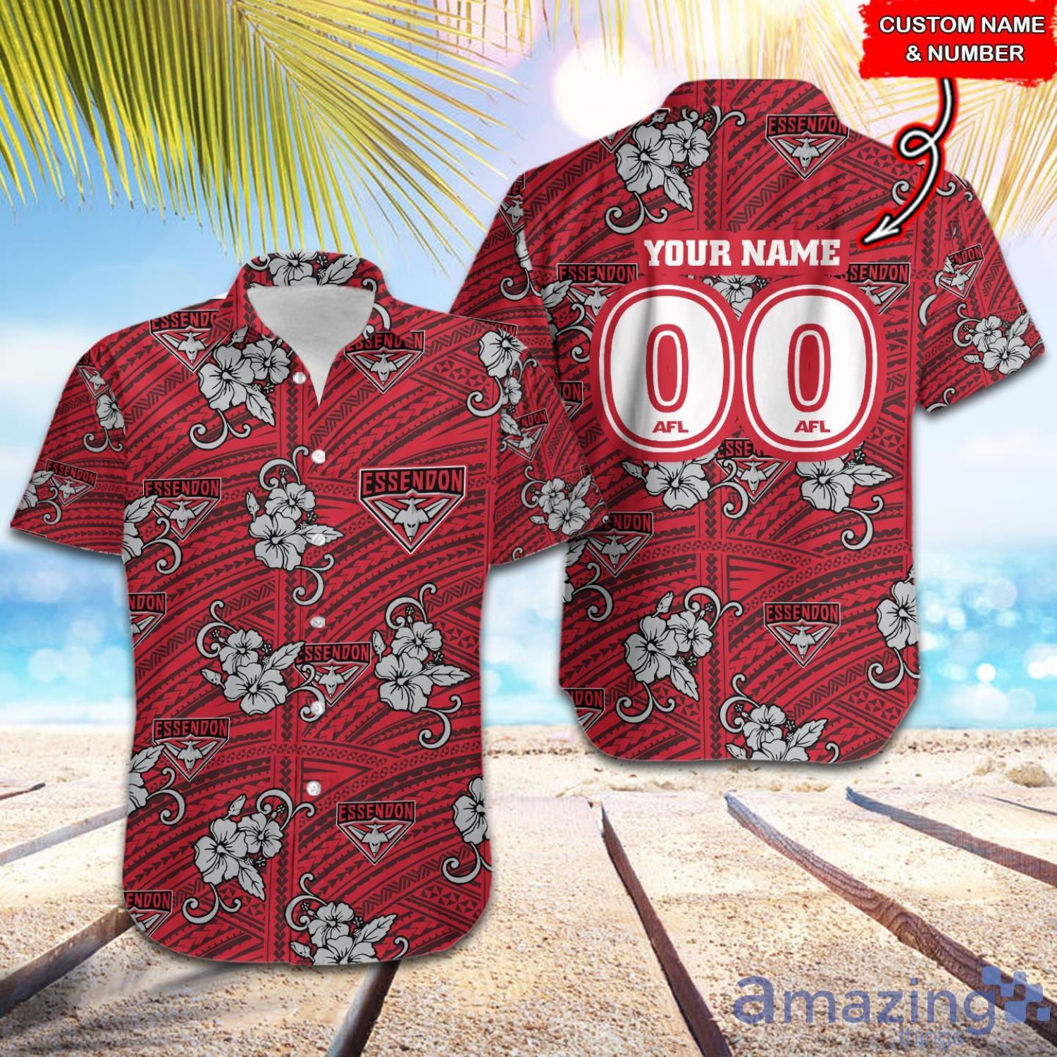 AFL Essendon Bombers Tribal Pattern Custom Name & Number Hawaiian Shirt Product Photo 1