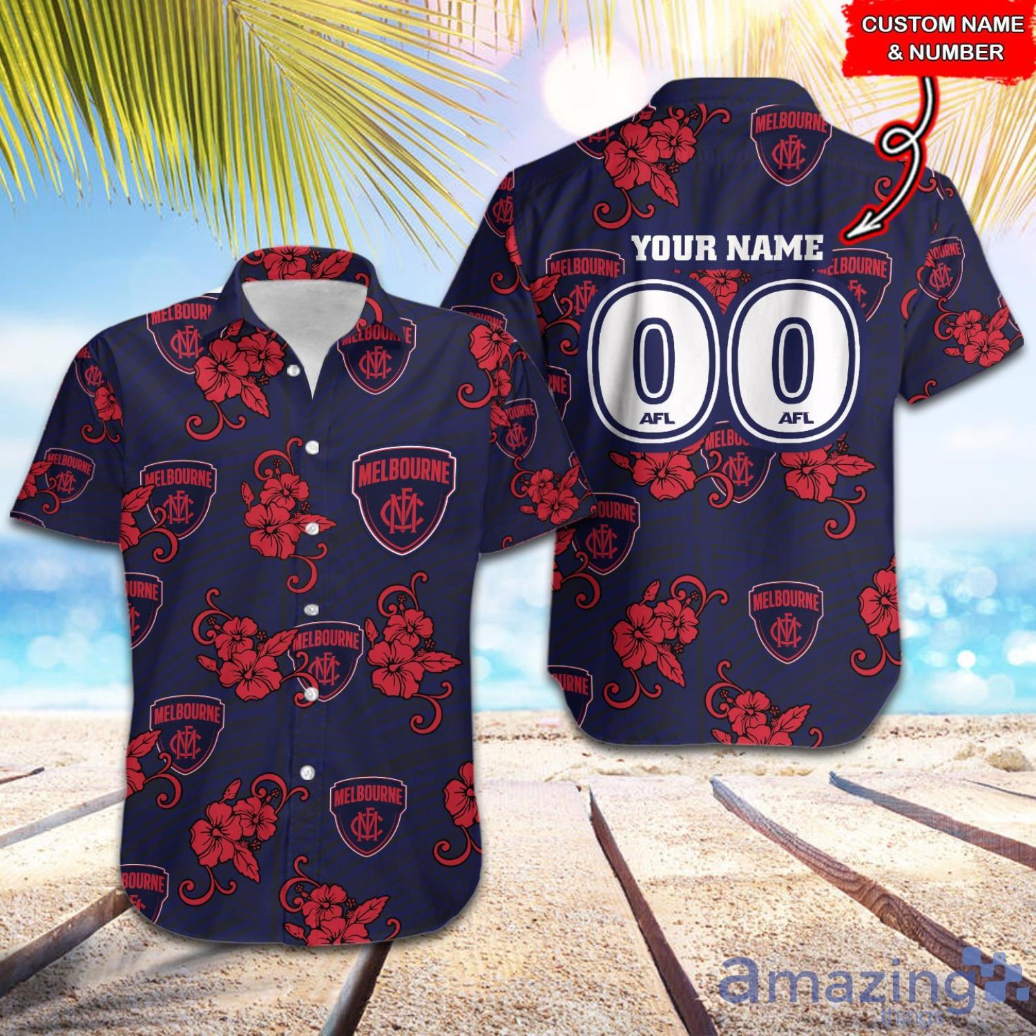 AFL Melbourne Demons Tribal Pattern Custom Name & Number Hawaiian Shirt Product Photo 1