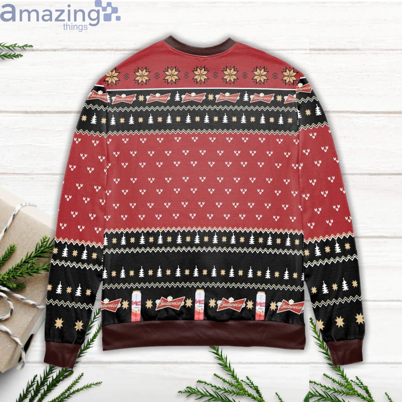 Ain't No Laws When You're Drinking Budweiser With Claus Ugly Christmas Sweater image Aint No Laws When Youre Drinking Budweiser With Claus Ugly Christmas Sweater Product Photo 3