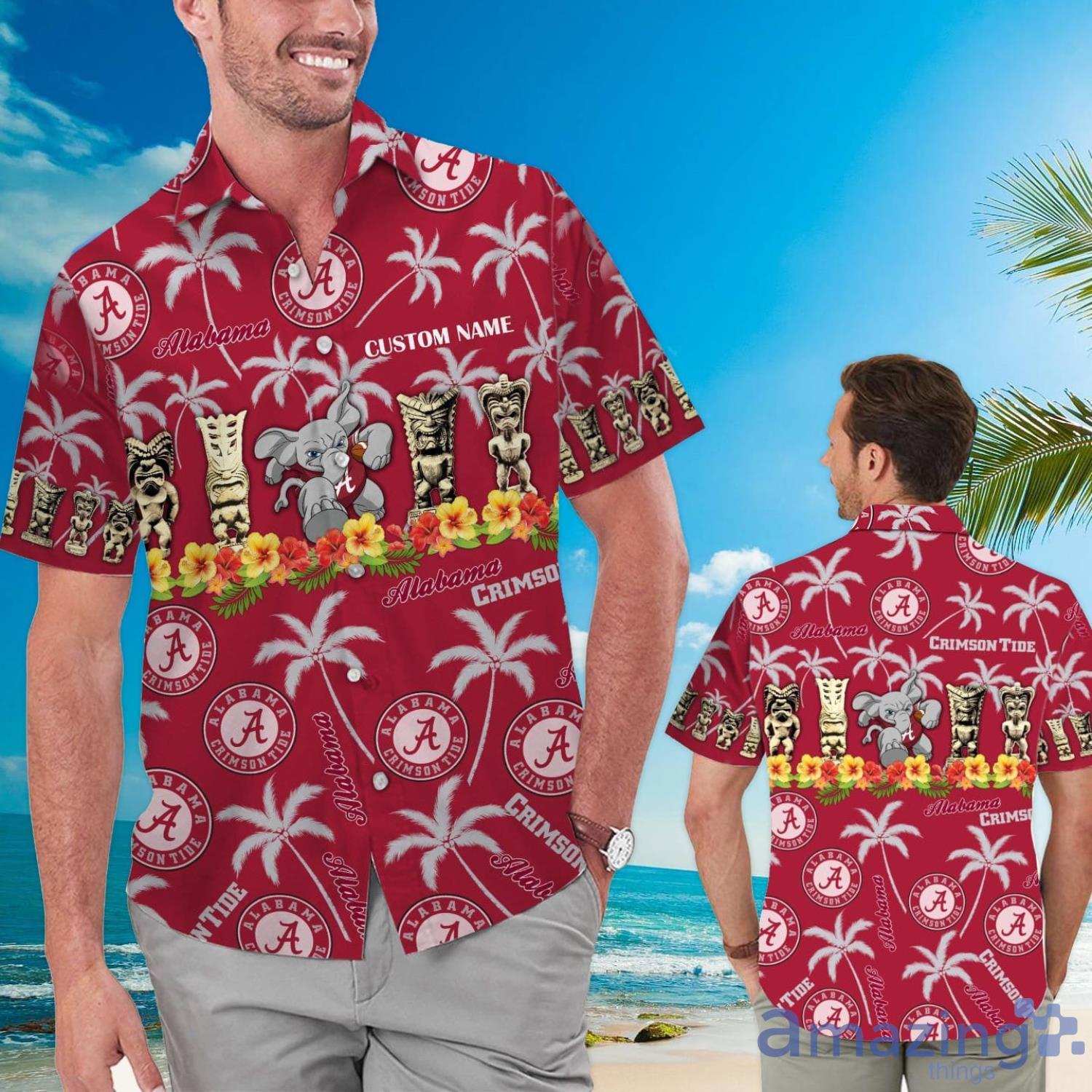 Alabama Crimson Tide Custom Name Hawaiian Shirt Product Photo 1