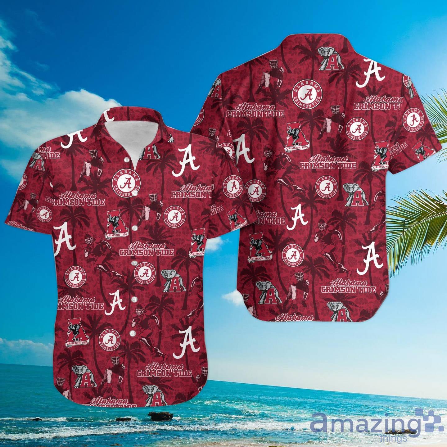 Alabama Crimson Tide Tropical Beach Coconut Tree Hawaiian Shirt image Alabama Crimson Tide Tropical Beach Coconut Tree Hawaiian Shirt Product Photo 3