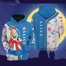 Alice In Wonderland ChristmasDisney Cartoon 3D Hoodie Zip Hoodie 