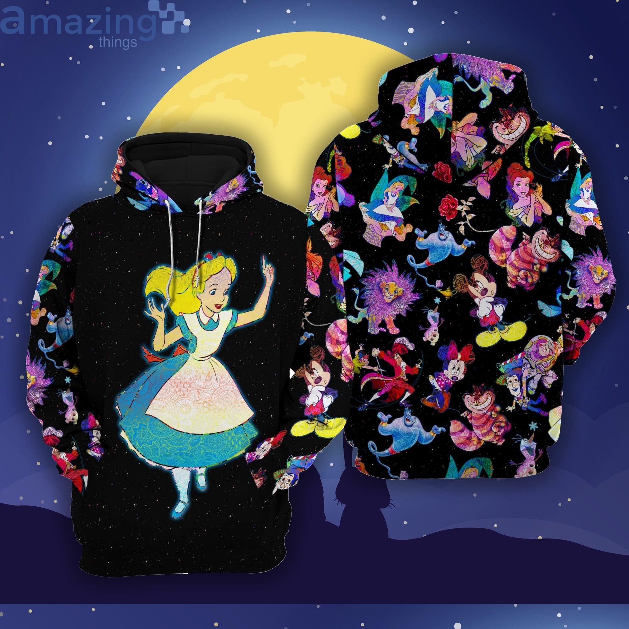 Alice In Wonderland Galaxy Night Sky Patterns Disney 3D Hoodie Zip Hoodie Product Photo 1
