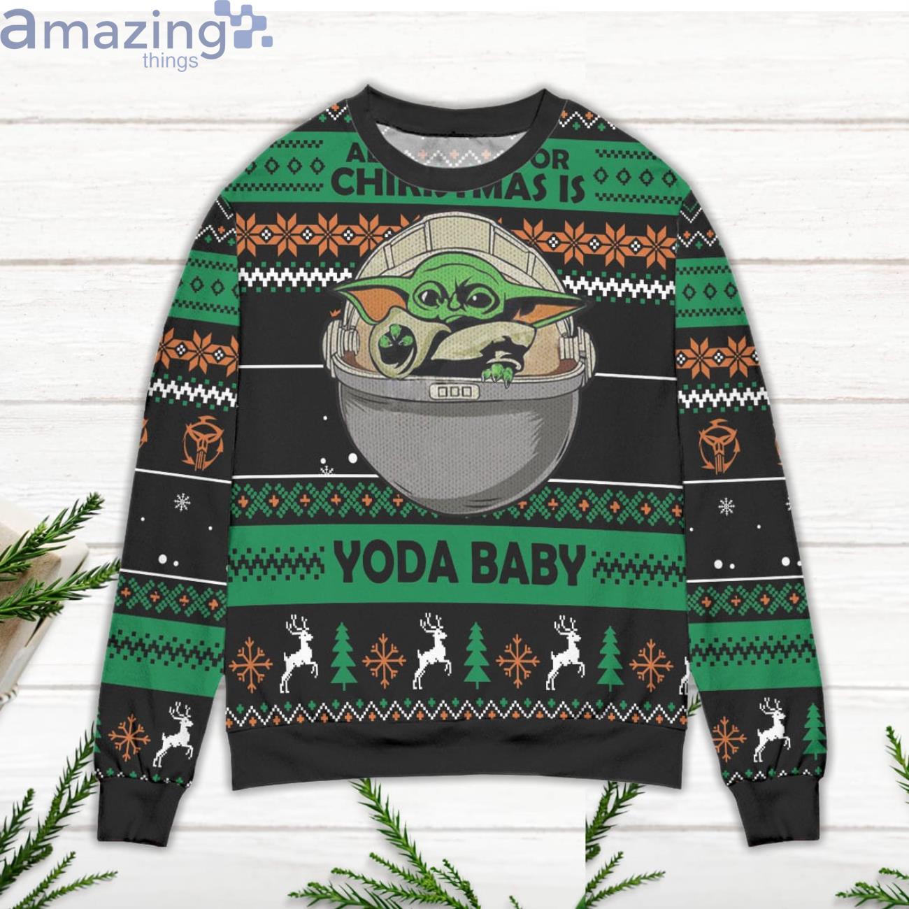All I Want For Christmas Is Yoda Baby Ugly Christmas Sweater image All I Want For Christmas Is Yoda Baby Ugly Christmas Sweater Product Photo 2