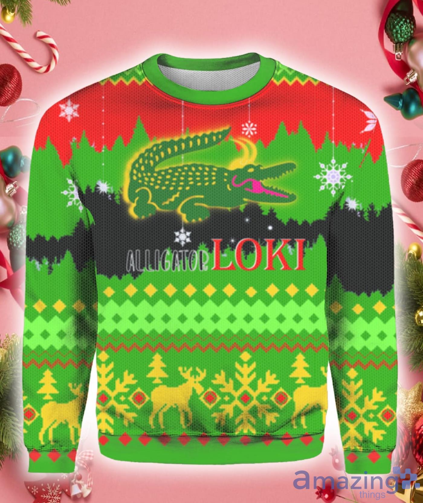 alligator christmas sweater