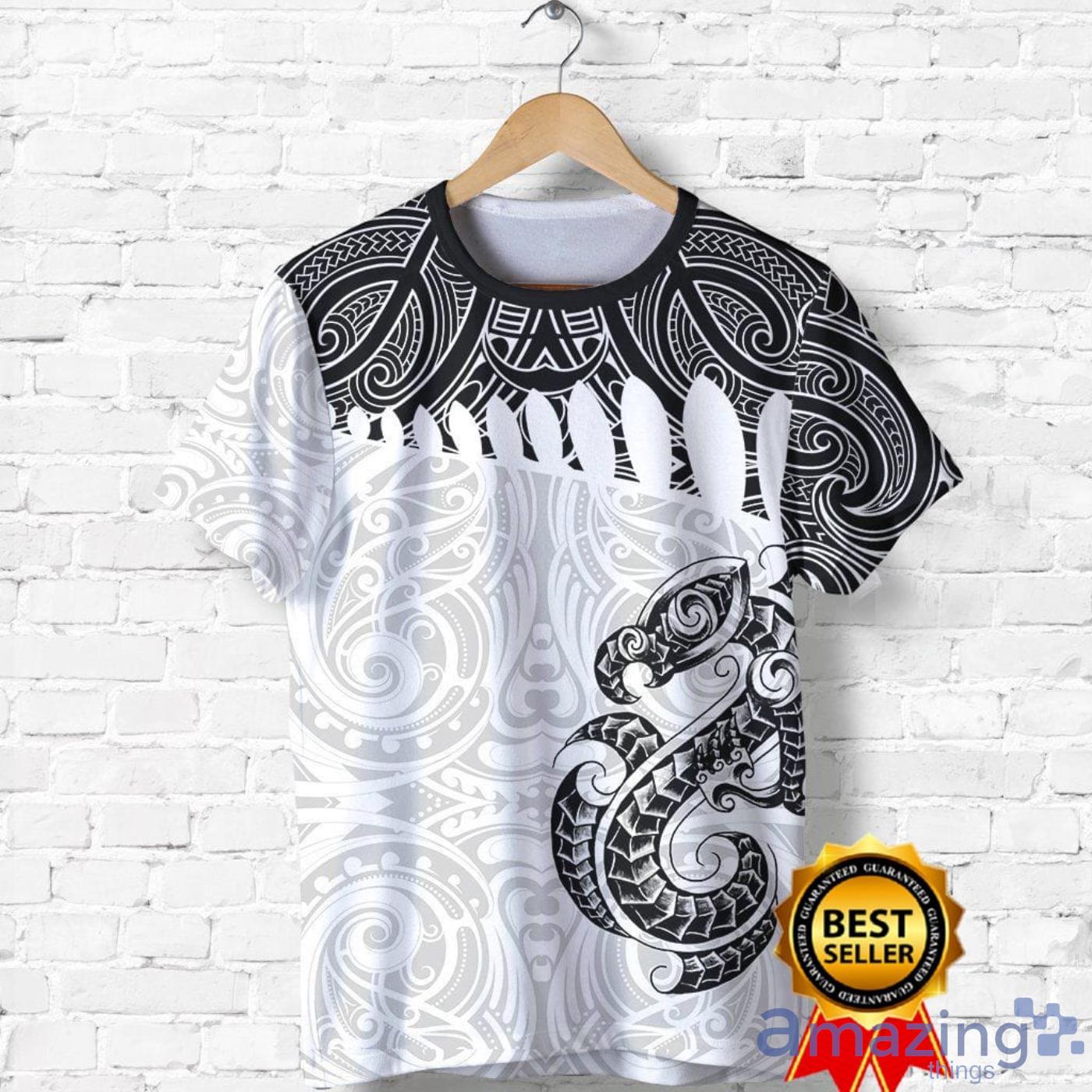 Aotearoa Maori Manaia White All Over Print 3D T Shirt Product Photo 1 Aotearoa Maori Manaia White All Over Print 3D T Shirt Product Photo 1