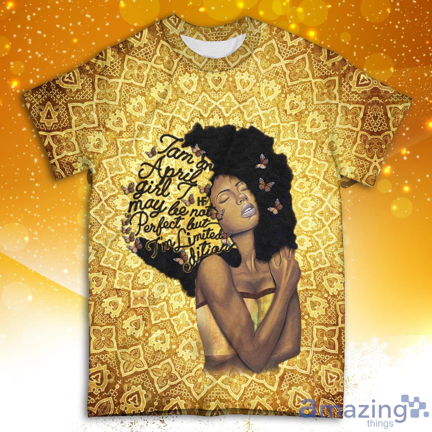 April Afro Girl Art Butterfly All Over Print 3D T Shirt Product Photo 1