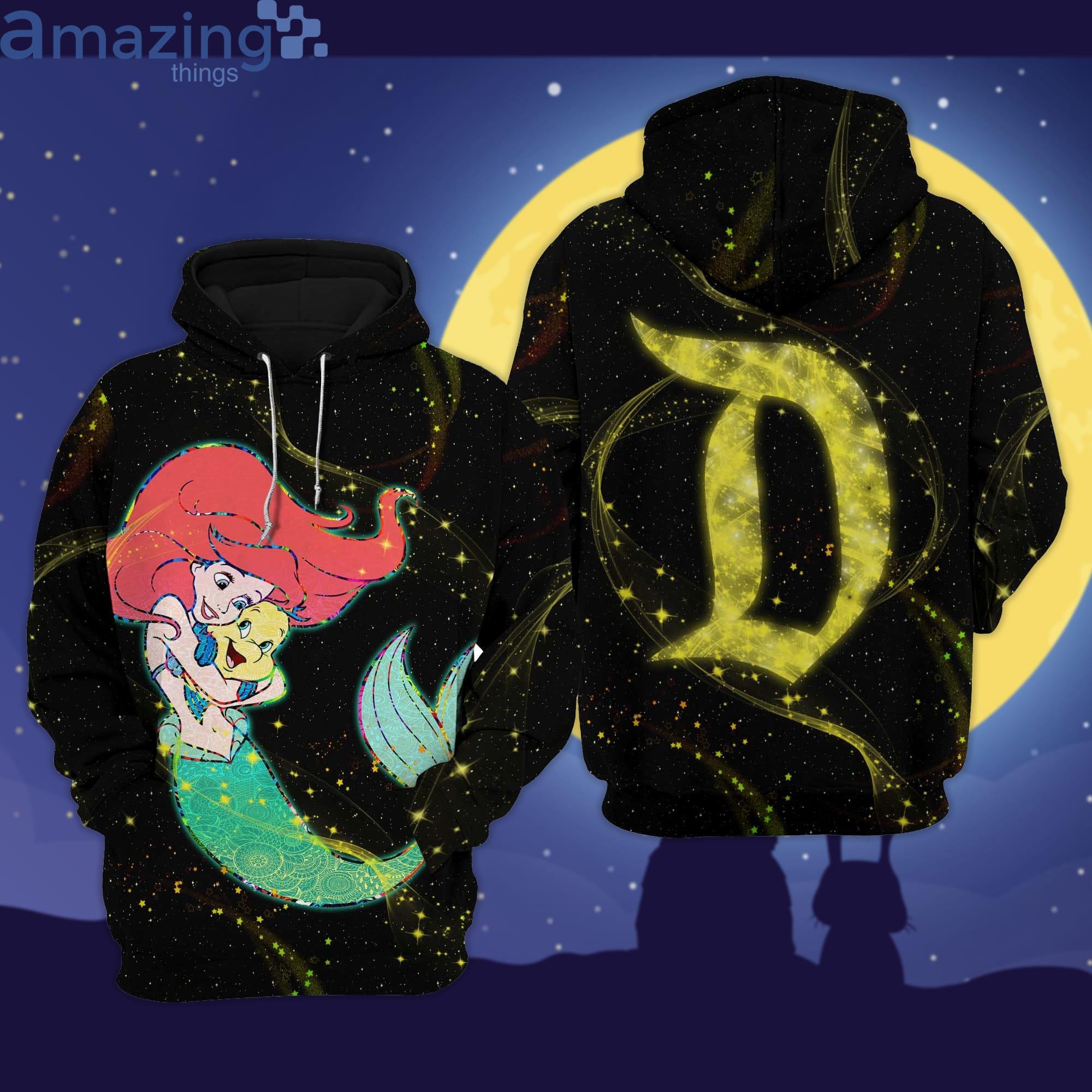 Ariel Mermaid Gold Glitter Pixie Dust D Disney Cartoon 3D Hoodie Zip Hoodie image Ariel Mermaid Gold Glitter Pixie Dust D Disney Cartoon 3D Hoodie Zip Hoodie Product Photo 2