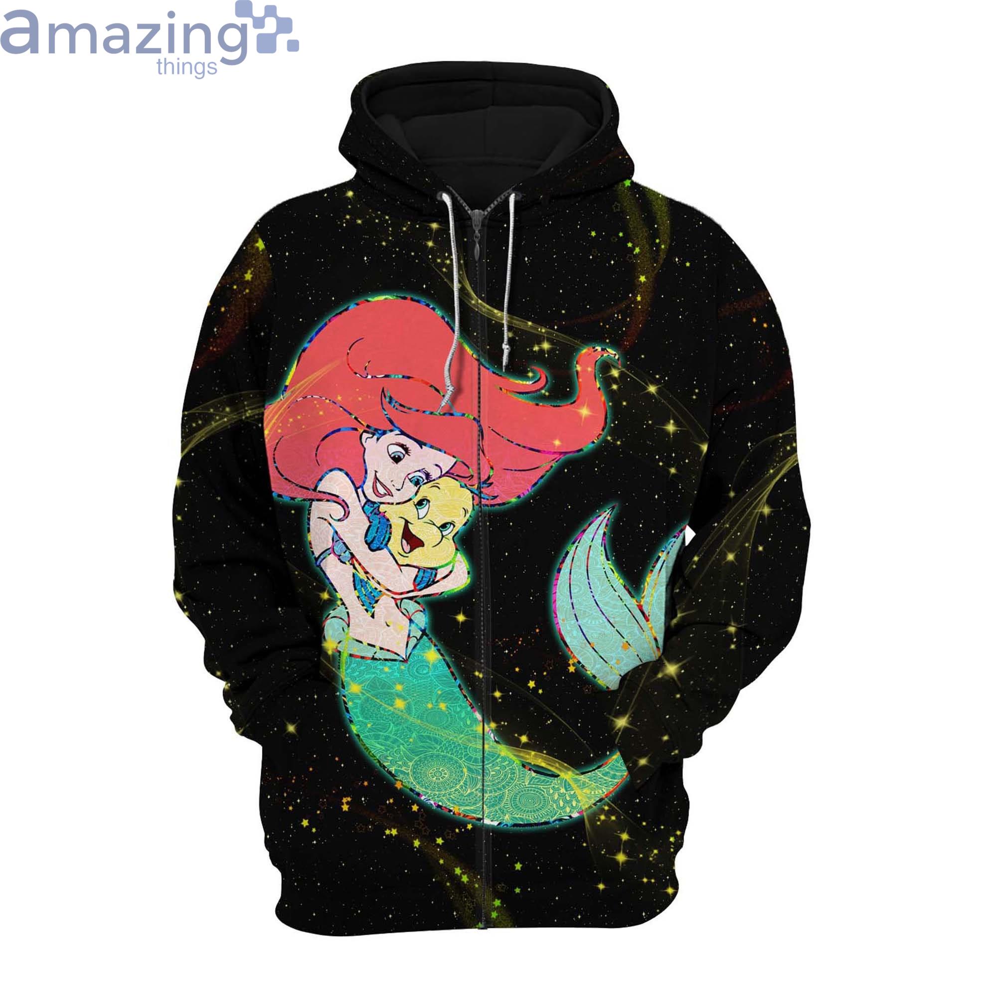 Ariel Mermaid Gold Glitter Pixie Dust D Disney Cartoon 3D Hoodie Zip Hoodie image Ariel Mermaid Gold Glitter Pixie Dust D Disney Cartoon 3D Hoodie Zip Hoodie Product Photo 3
