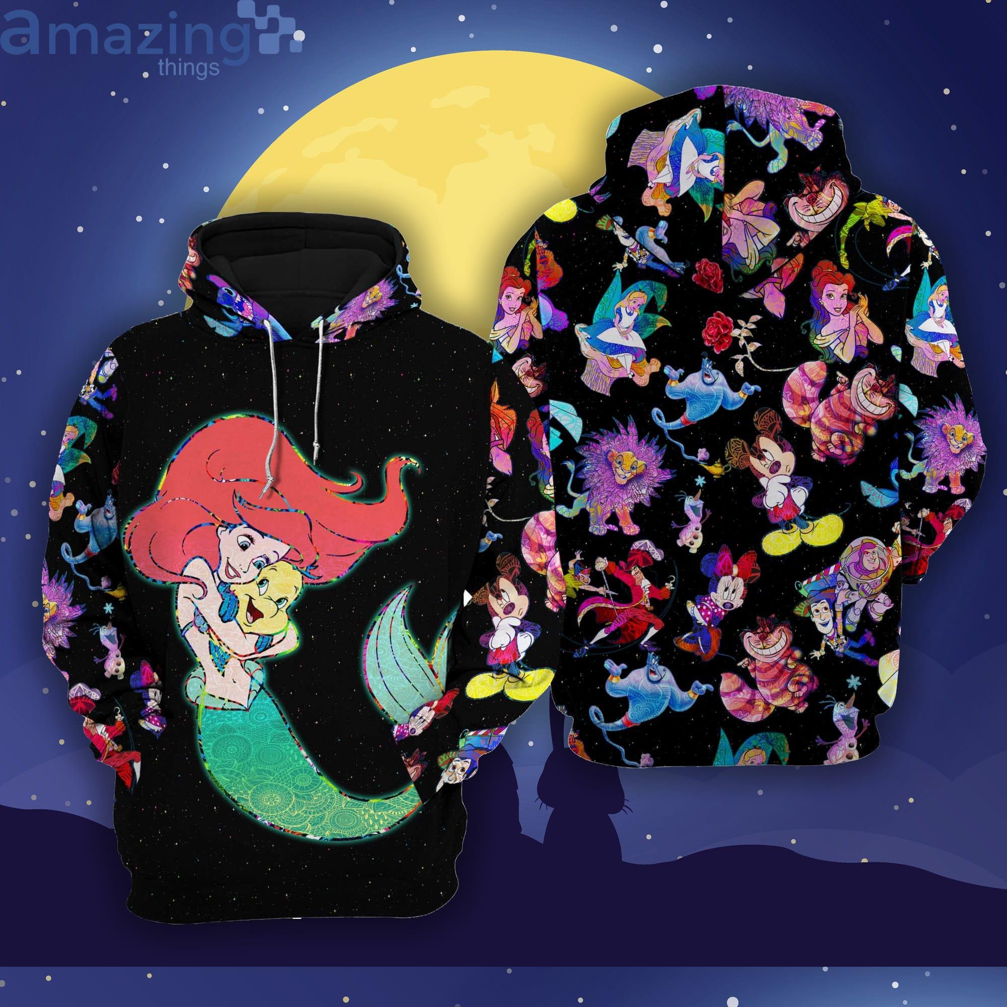 Ariel Princess Galaxy Night Sky Patterns Disney Cartoon 3D Hoodie Zip Hoodie Product Photo 1