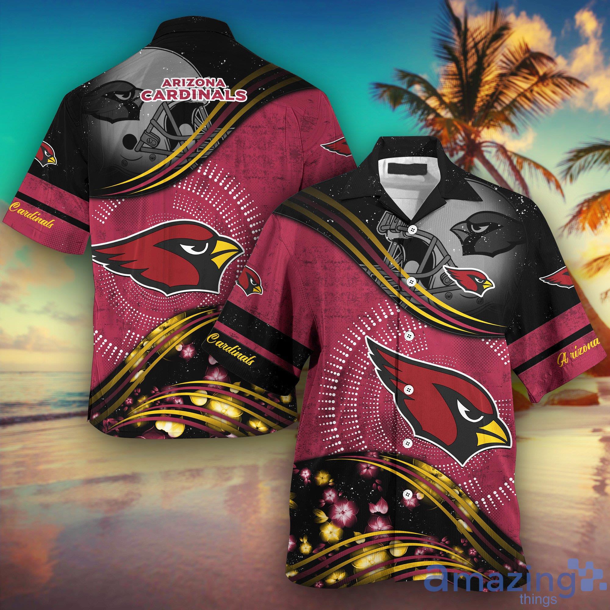 Arizona Cardinals NFL And Flowers Short Sleeves Hawaiian Shirt Product Photo 1