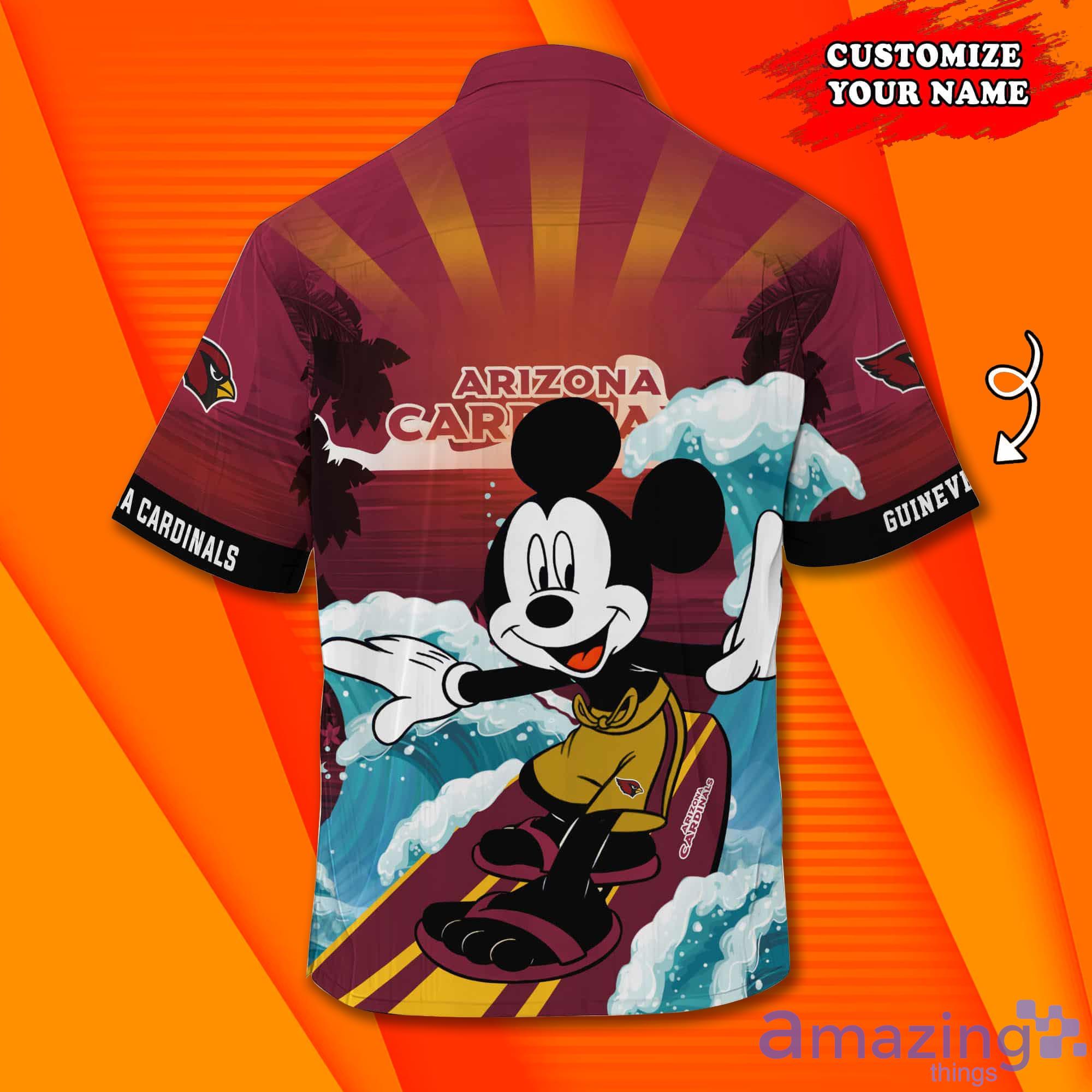 Arizona Cardinals NFL And Mickey Mouse Custom Name Hawaiian Shirt Product Photo 1