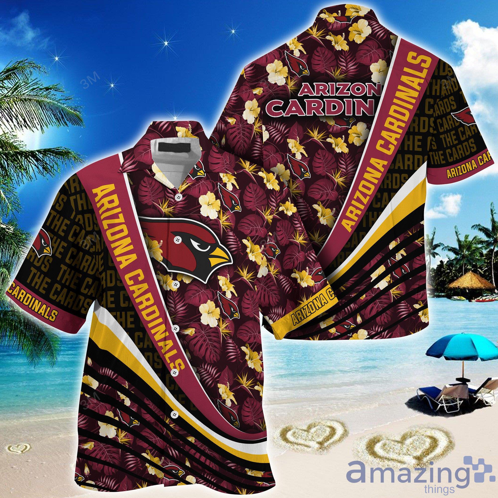 Arizona Cardinals NFL Tropical Flowers Pattern Short Sleeves Hawaiian Shirt Product Photo 1