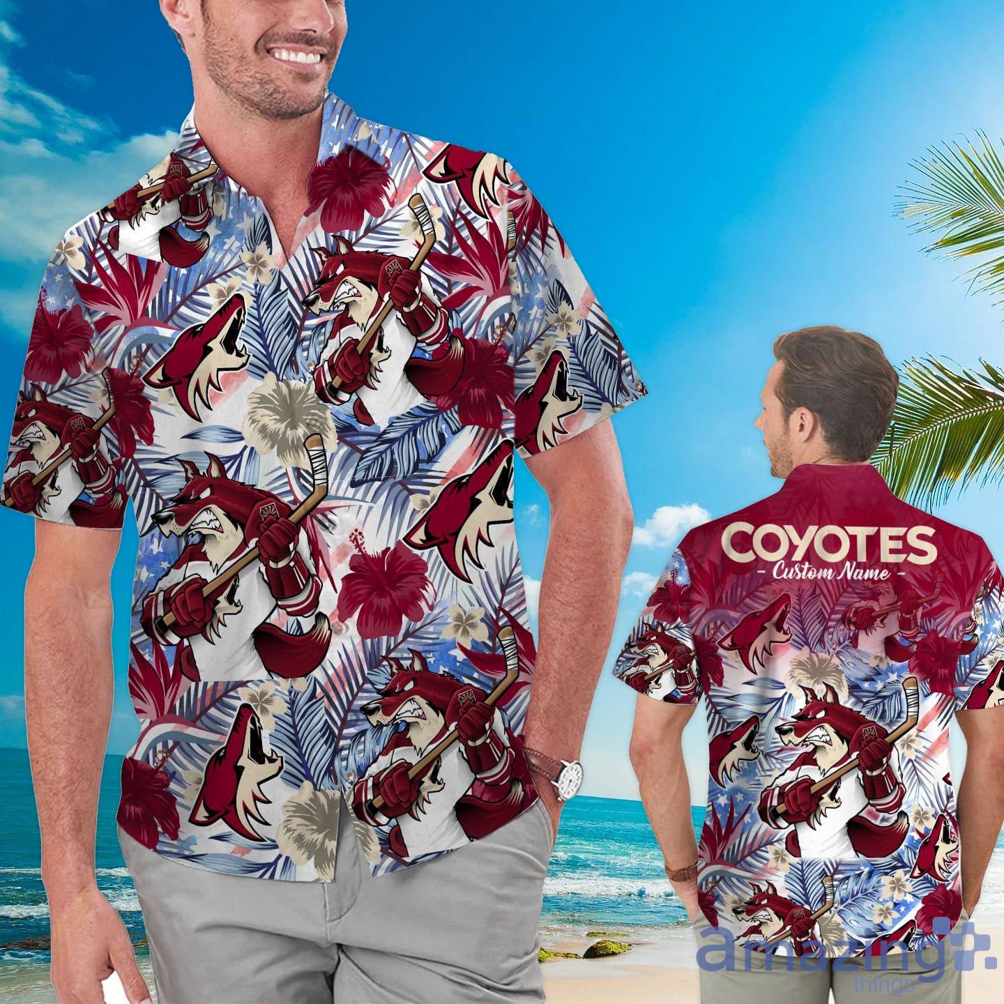 Arizona Coyotes Tropical Floral Custom Name Aloha Hawaiian Shirt Product Photo 1