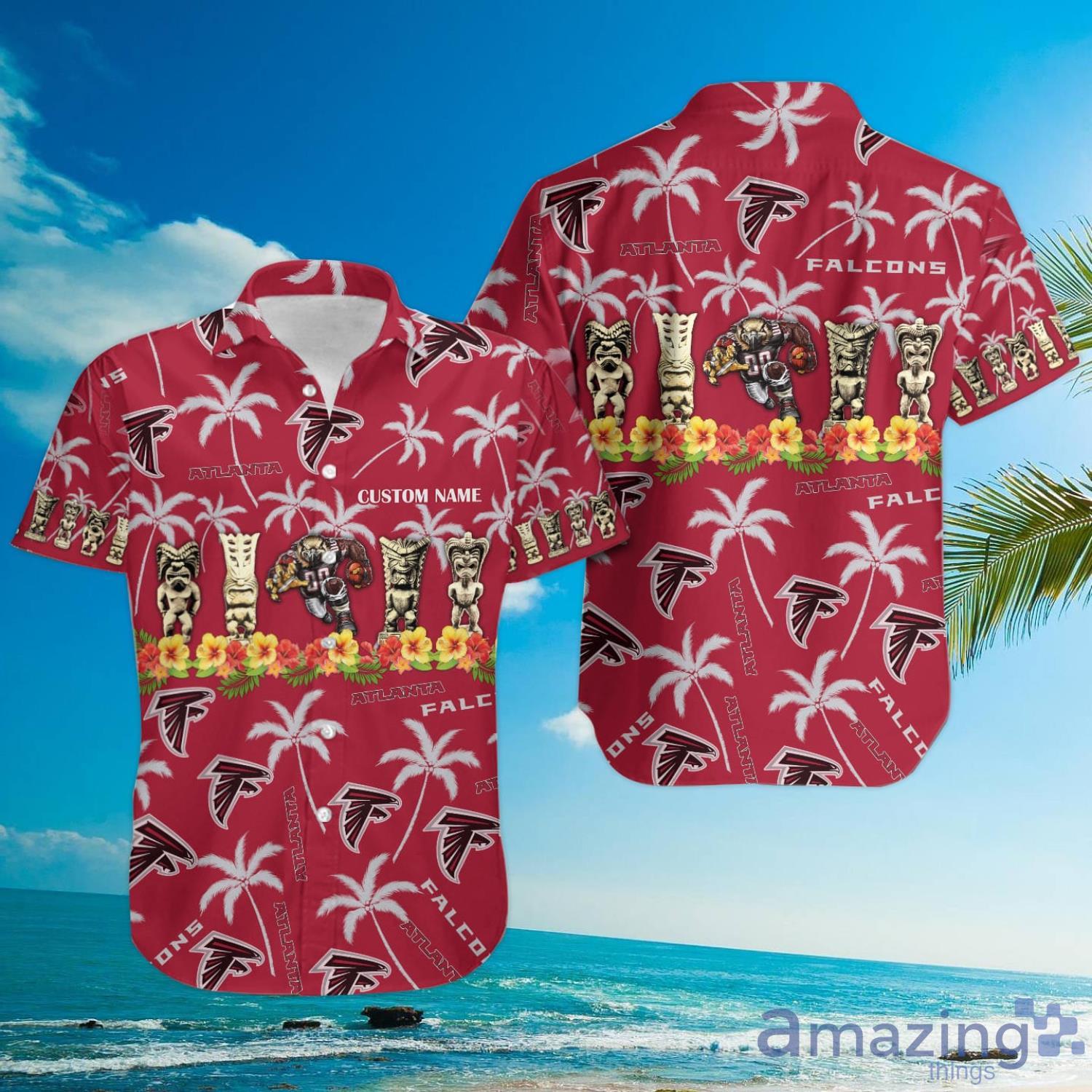 HOT Atlanta Falcons Big Logo Personalized Name And Number Hawaiian Shirt