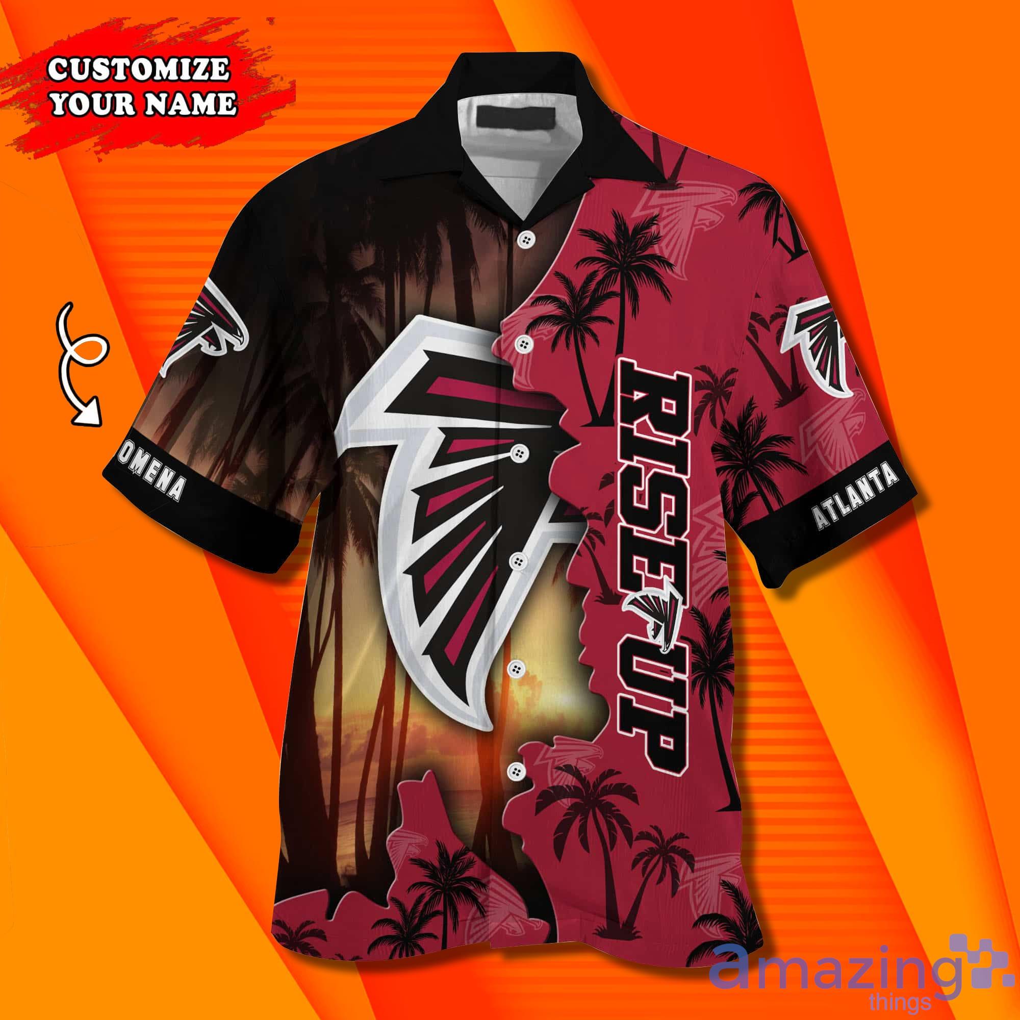 Atlanta Falcons NF And Tropical Pattern Custom Name Hawaiian Shirt image Atlanta Falcons NF And Tropical Pattern Custom Name Hawaiian Shirt Product Photo 3