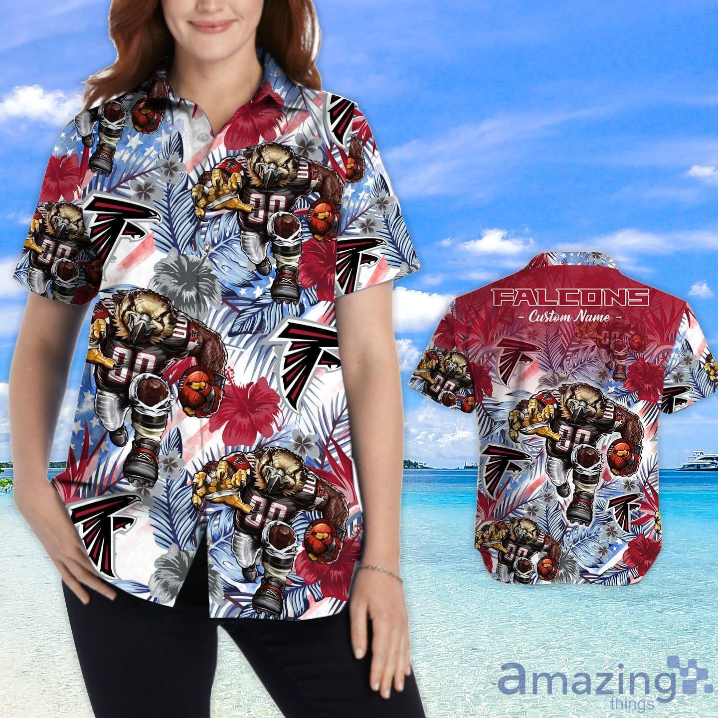 Atlanta Falcons Short Sleeve Button Up Tropical Aloha Fans