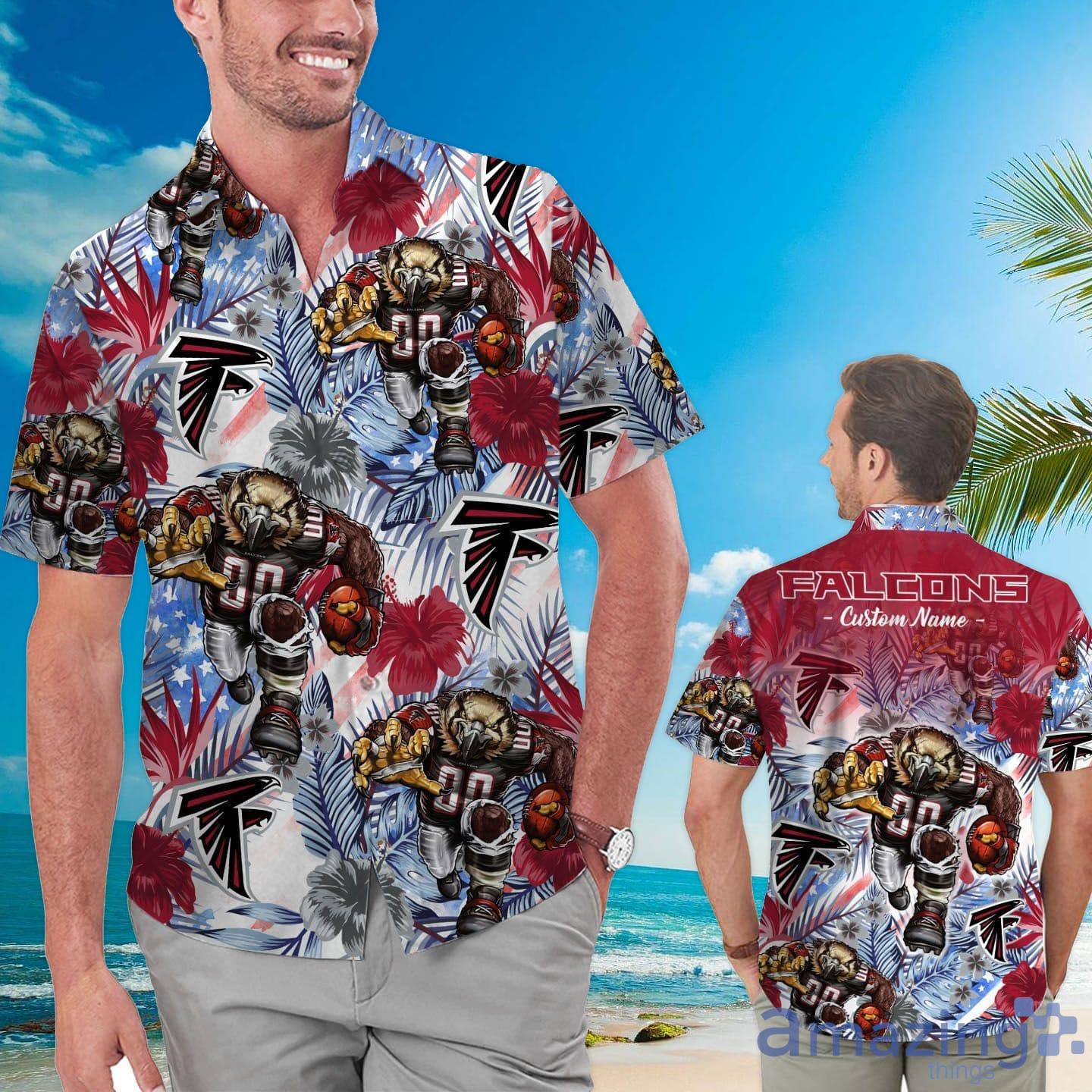 Atlanta Falcons Tropical Floral Custom Name Aloha Hawaiian Shirt Product Photo 1