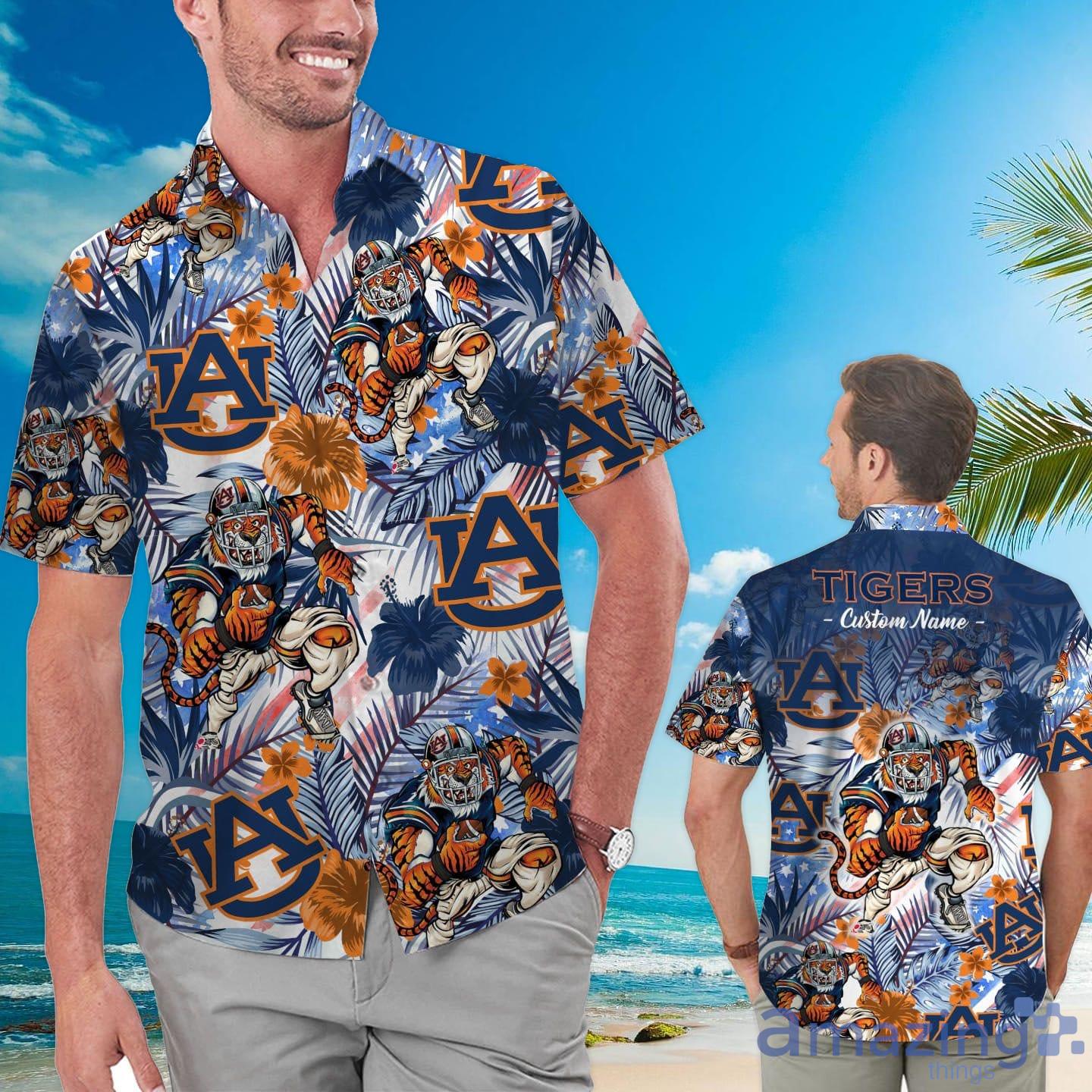 Auburn Tigers Tropical Floral Custom Name Aloha Hawaiian Shirt Product Photo 1