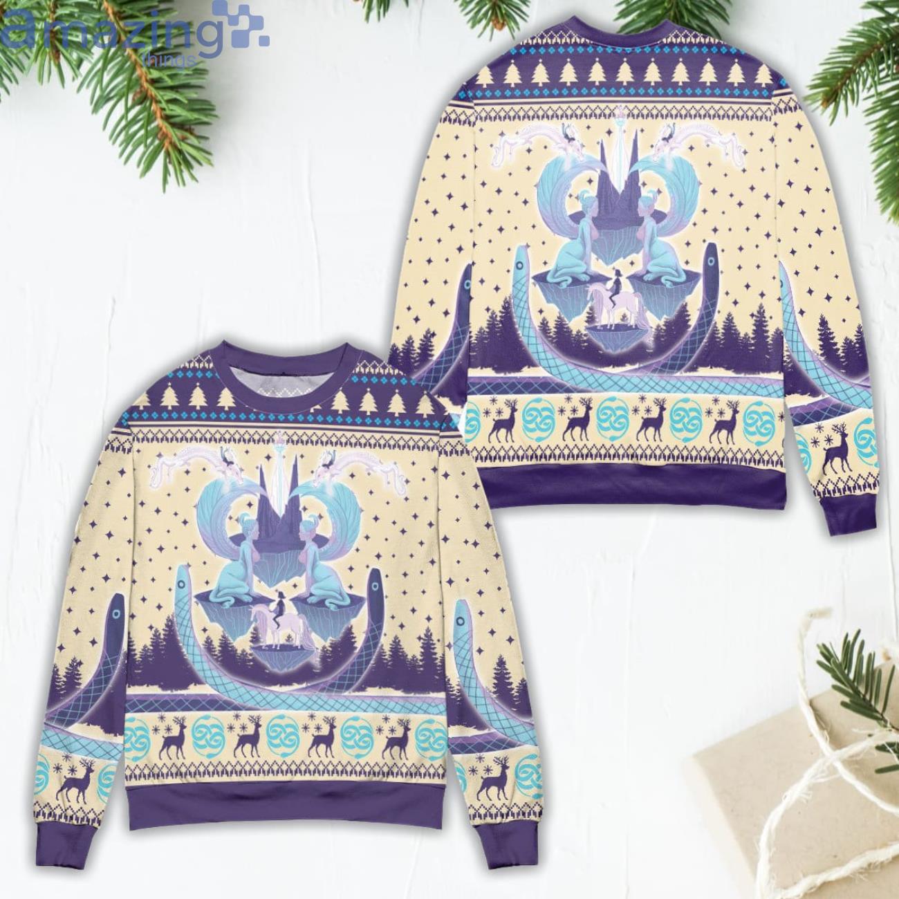 Auryn The Neverending Story Pine Tree Pattern Ugly Christmas Sweater Product Photo 1 Auryn The Neverending Story Pine Tree Pattern Ugly Christmas Sweater Product Photo 1