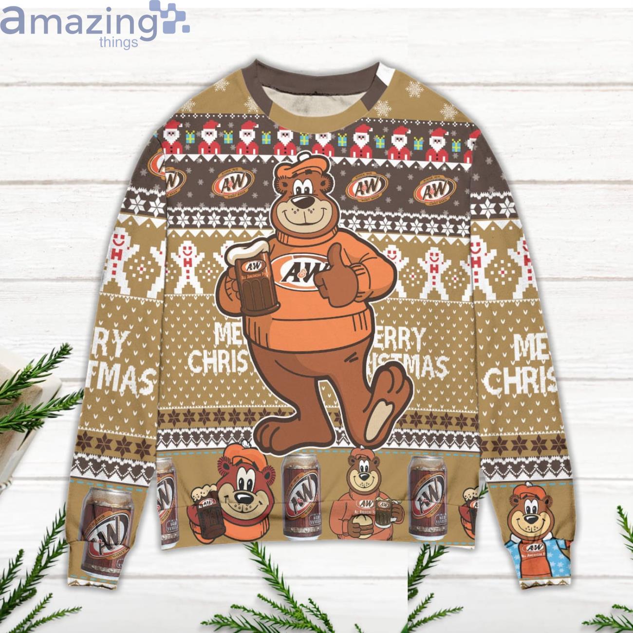 A&W Root Beer Snowflake Pattern Ugly Christmas Sweater image A&W Root Beer Snowflake Pattern Ugly Christmas Sweater Product Photo 2