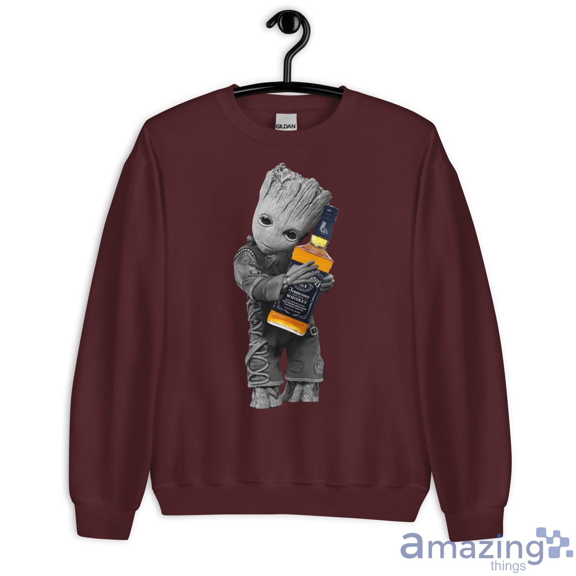 Baby Groot Hug Jack Daniel Shirt image Baby Groot Hug Jack Daniel Shirt - Unisex Heavy Blend Crewneck Sweatshirt-1