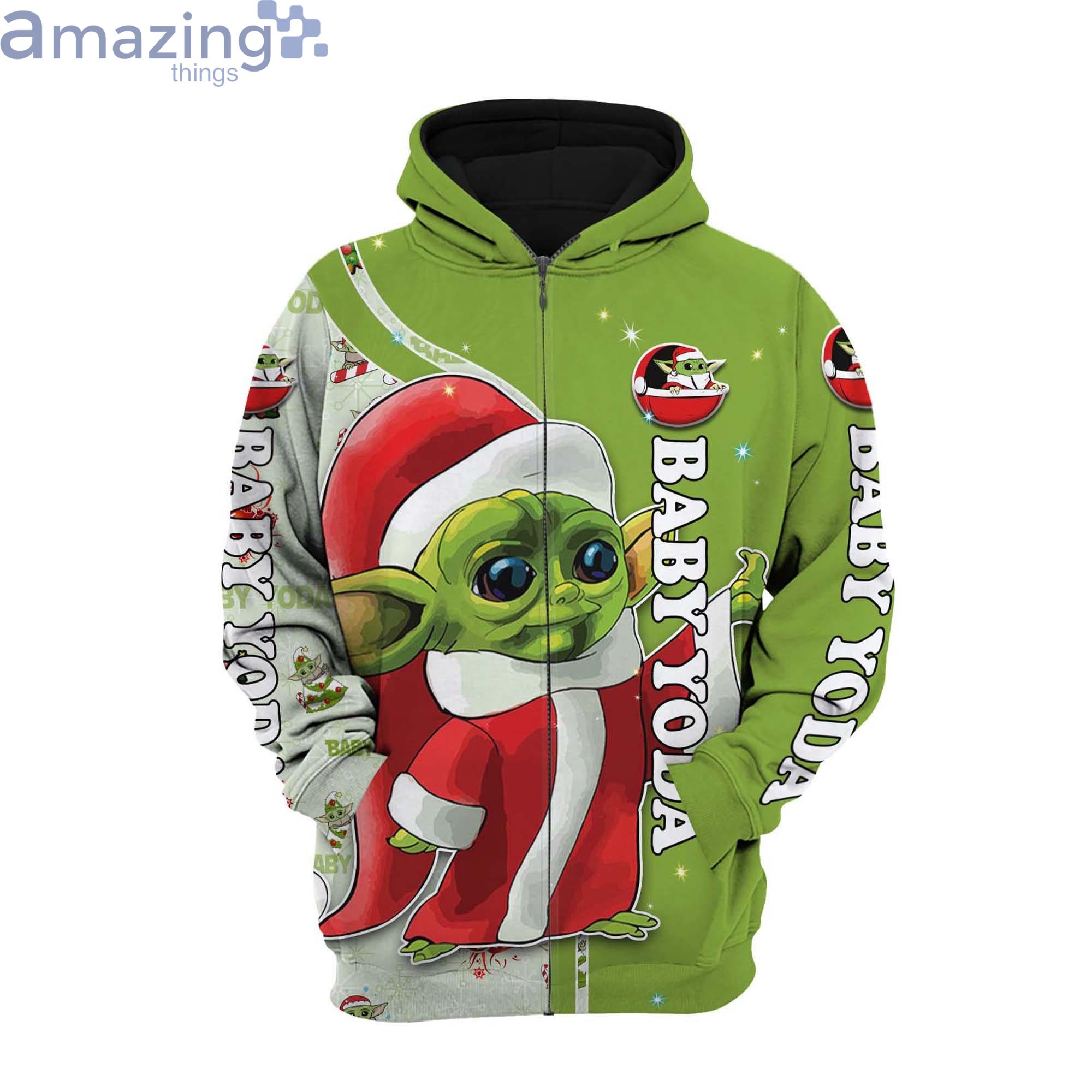 Baby Yoda Christmas Disney Cartoon Graphic 3D Hoodie Zip Hoodie image Baby Yoda Christmas Disney Cartoon Graphic 3D Hoodie Zip Hoodie Product Photo 4