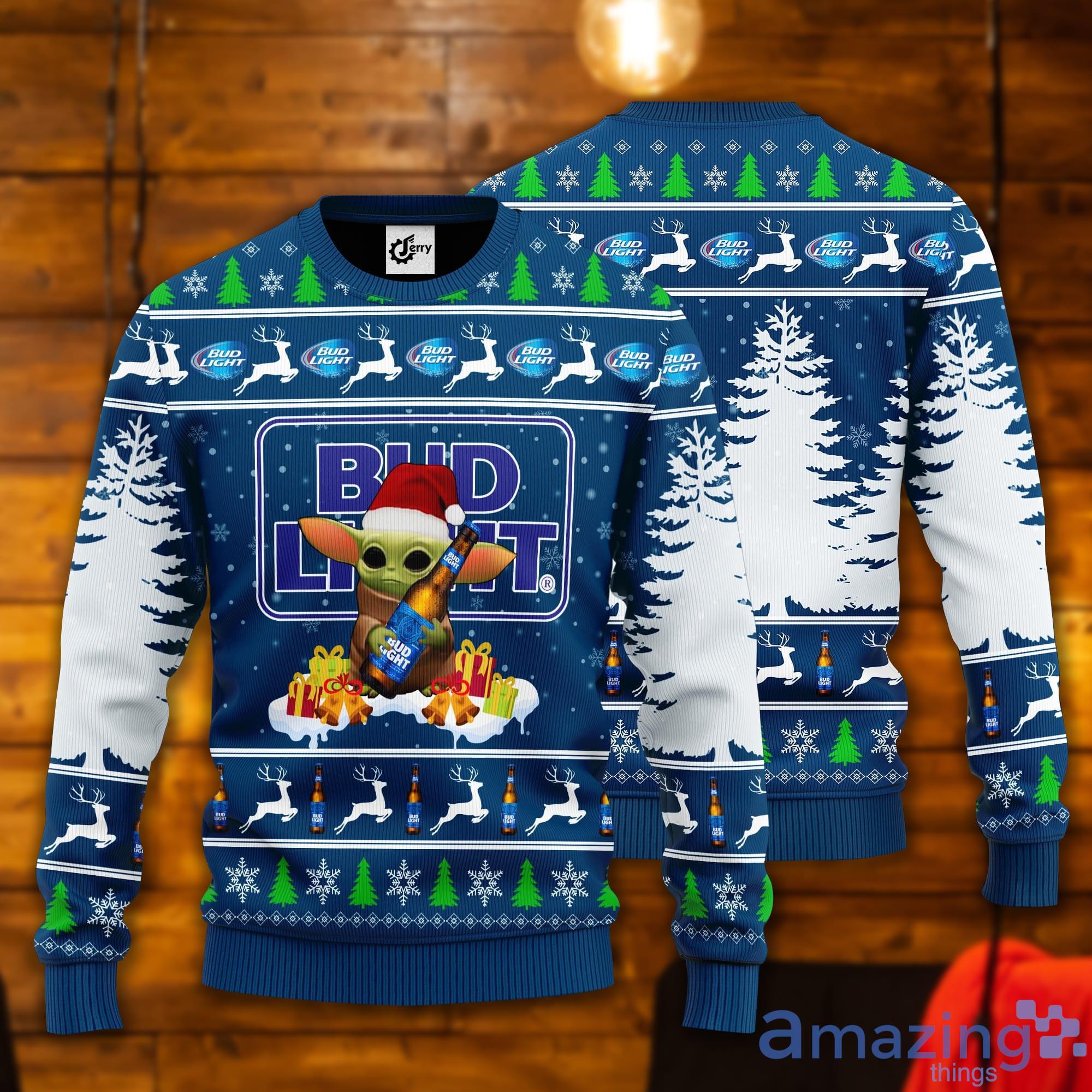 Baby Yoda Hug Bud Light Ugly Christmas Sweater Product Photo 1