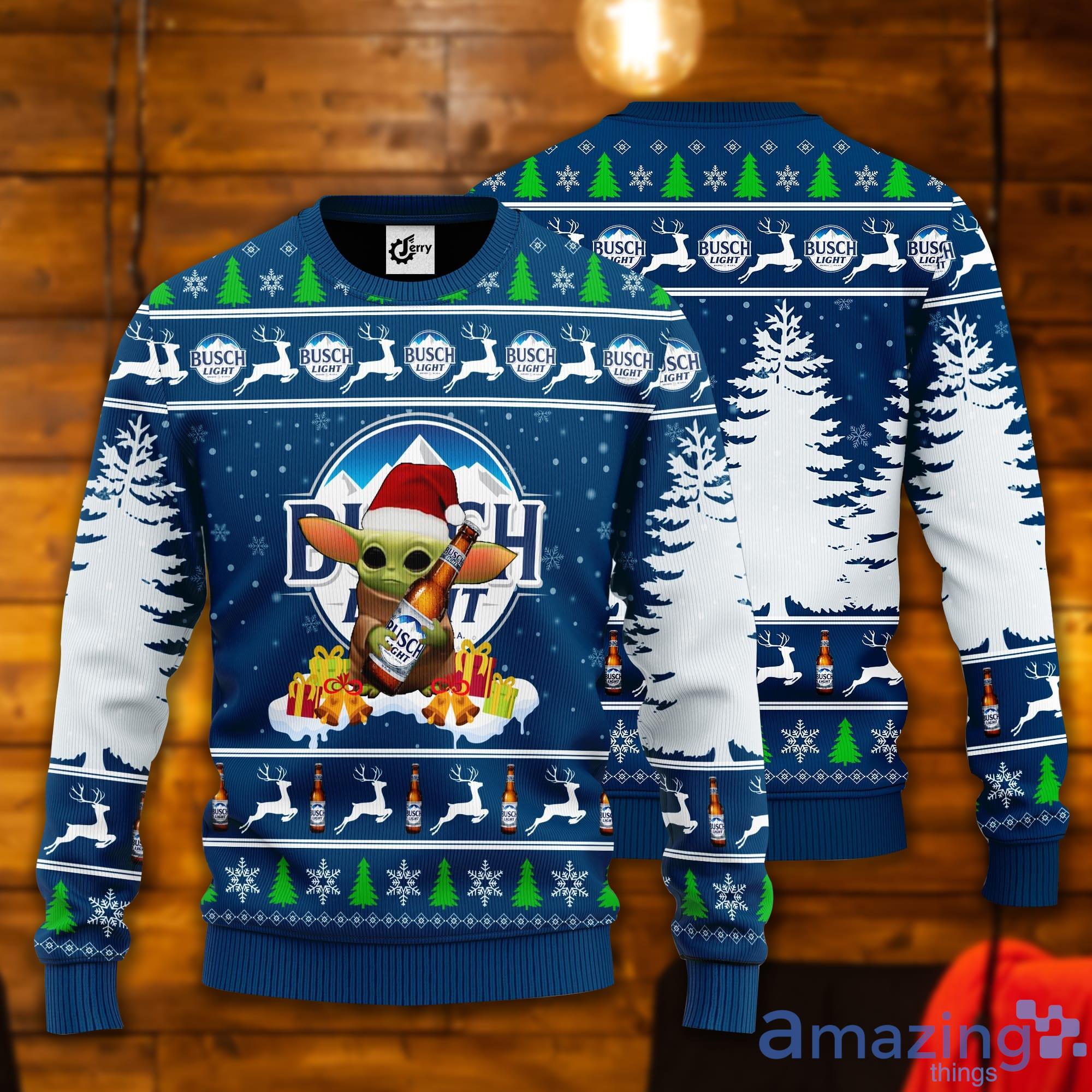 Baby Yoda Hug Busch Light Ugly Christmas Sweater Product Photo 1