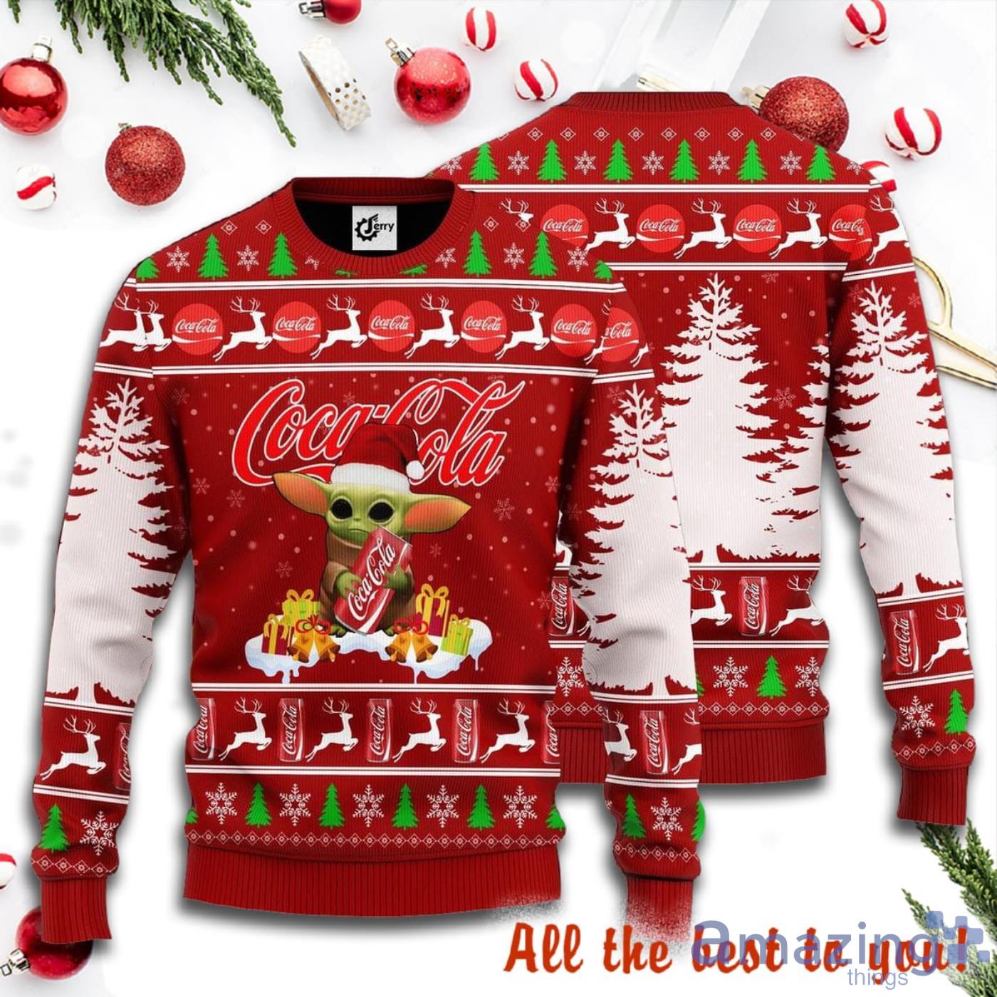 Baby Yoda Hug Coca Cola Ugly Christmas Sweater All Over Print Shirt Product Photo 1