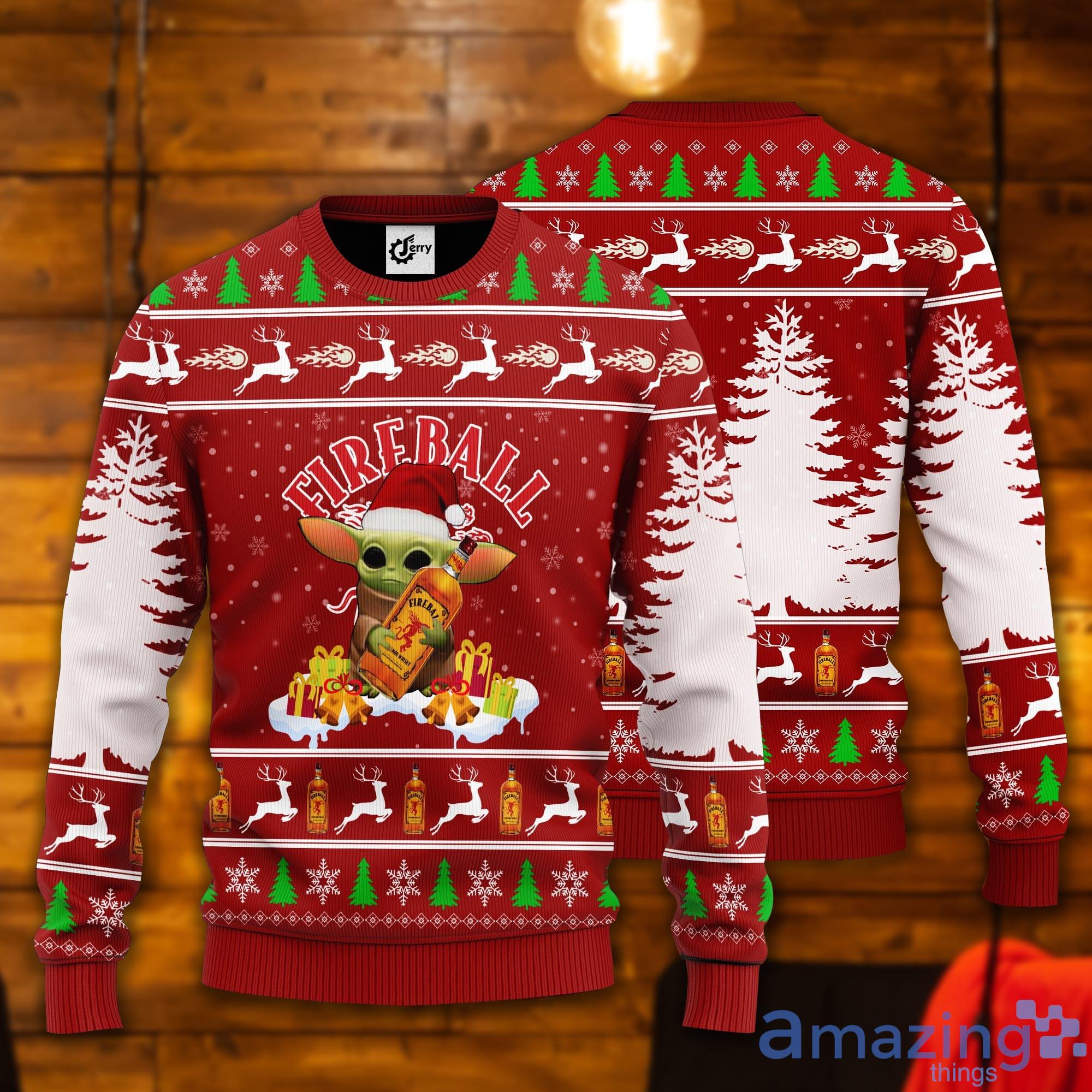 Baby Yoda Hug Fireball Ugly Christmas Sweater Product Photo 1