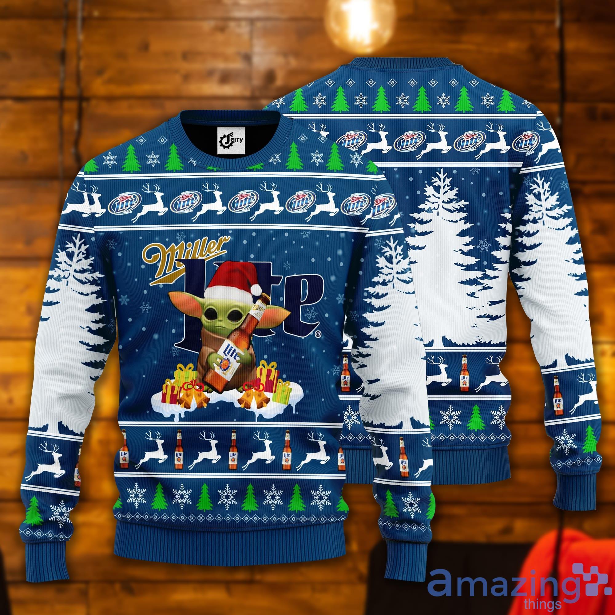 Baby Yoda Hug Miller Lite Ugly Christmas Sweater Product Photo 1