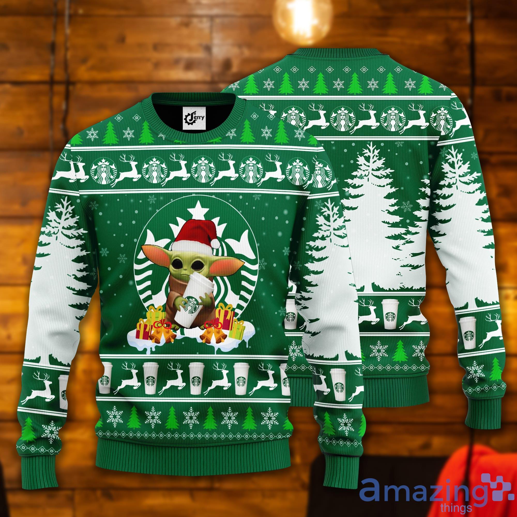 Baby Yoda Hug Starbucks Ugly Christmas Sweater Product Photo 1
