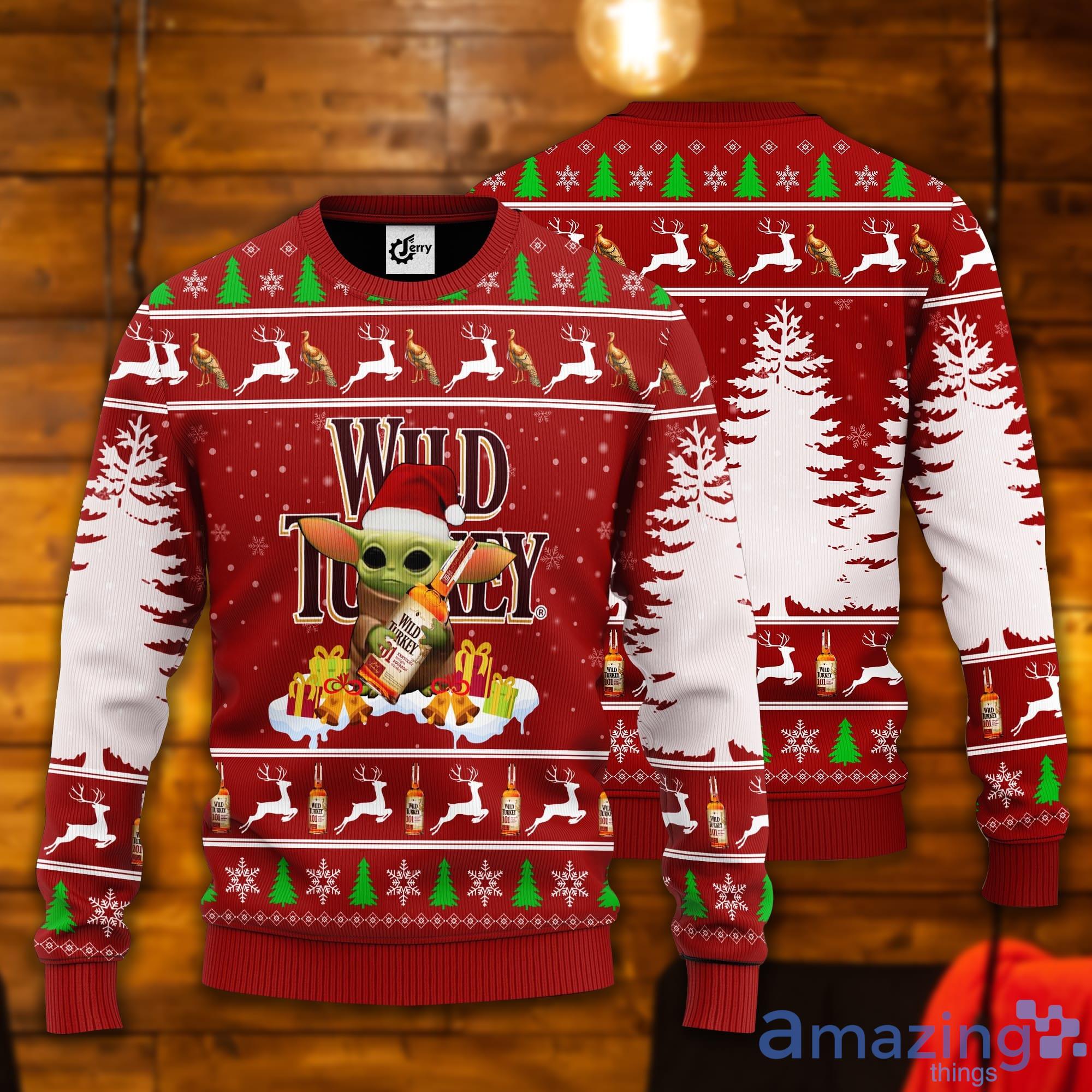 Baby Yoda Hug Wild Turkey Ugly Christmas Sweater Product Photo 1
