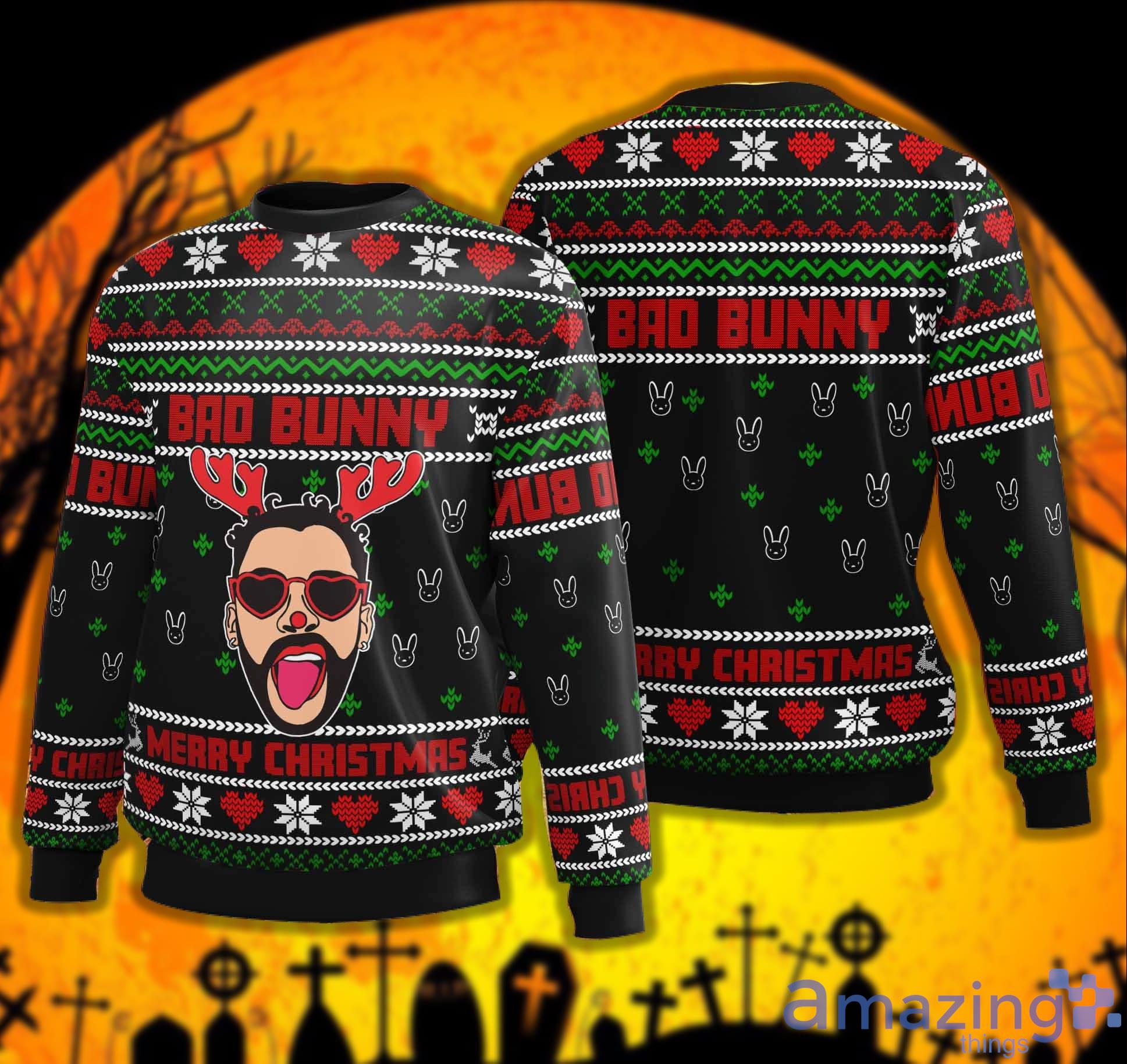 Bad Bunny Merry Christmas Sweater Un Christmas Sin Ti Sweater Product Photo 1 Bad Bunny Merry Christmas Sweater Un Christmas Sin Ti Sweater Product Photo 1