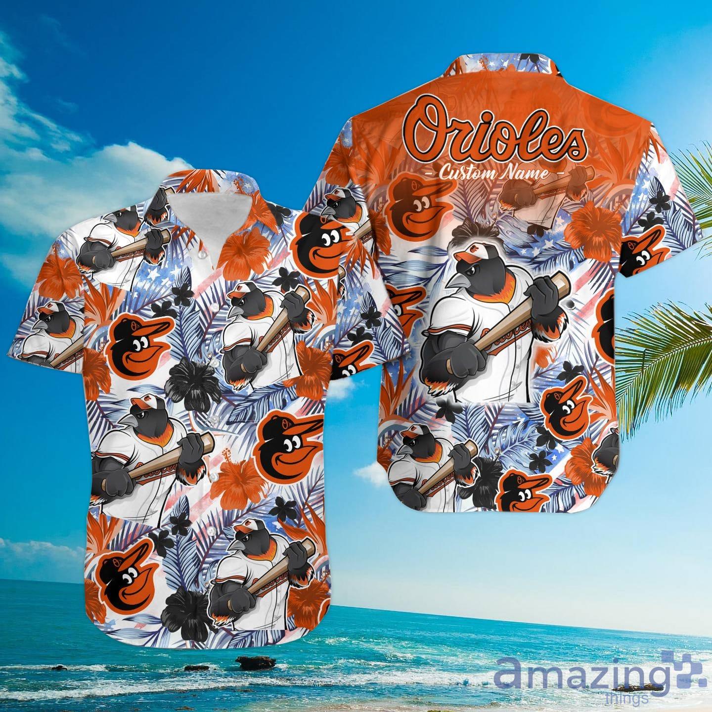 Baltimore Orioles Tropical Floral Custom Name Aloha Hawaiian Shirt