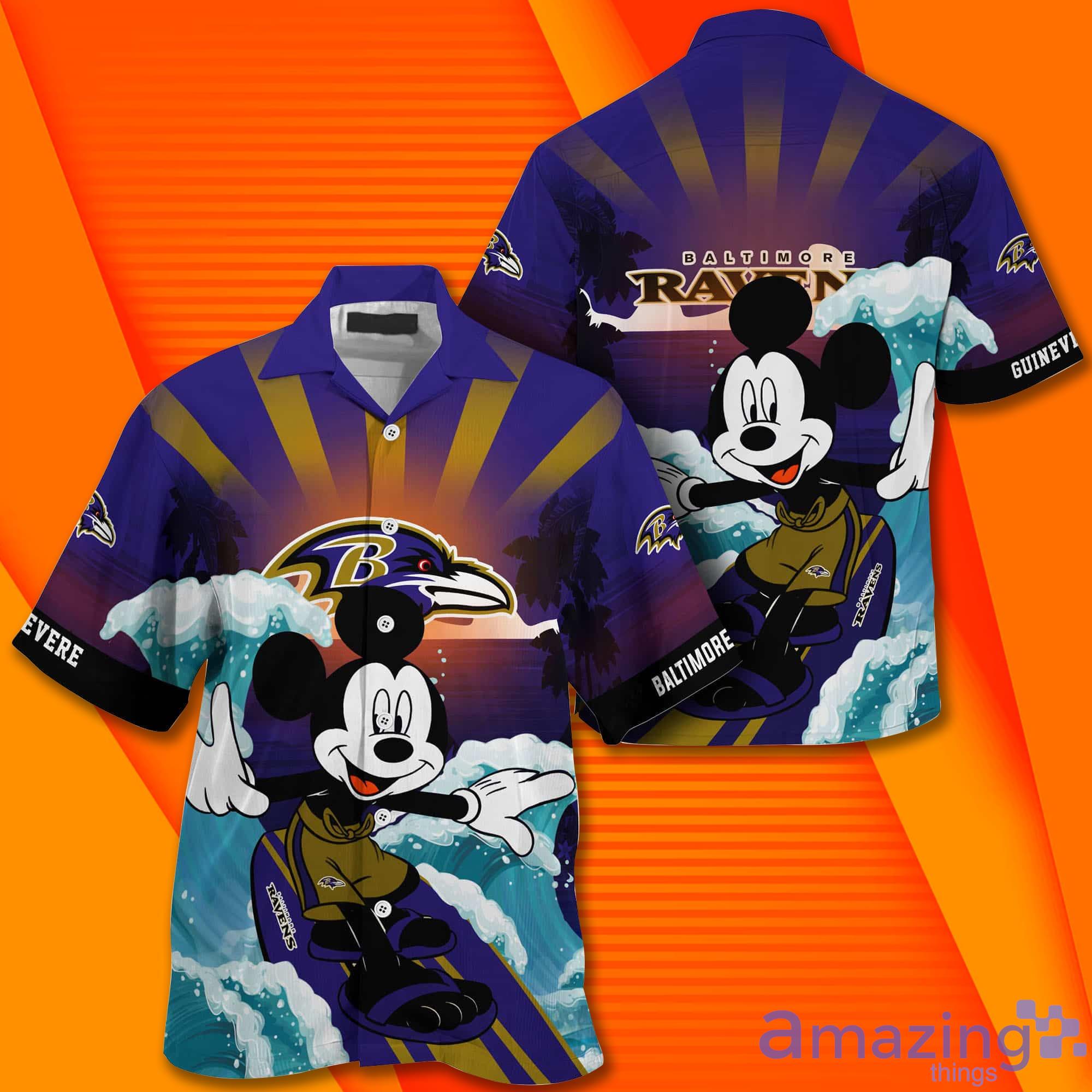 Baltimore Ravens NFL And Mickey Mouse Custom Name Hawaiian Shirt