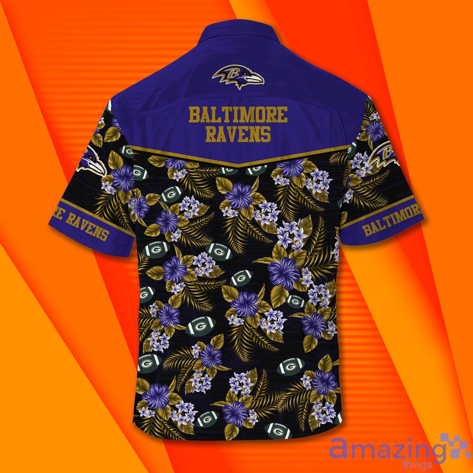 Baltimore Ravens NFL Family & Football Short Sleeves Hawaiian Shirt image Baltimore Ravens NFL Family & Football Short Sleeves Hawaiian Shirt Product Photo 2