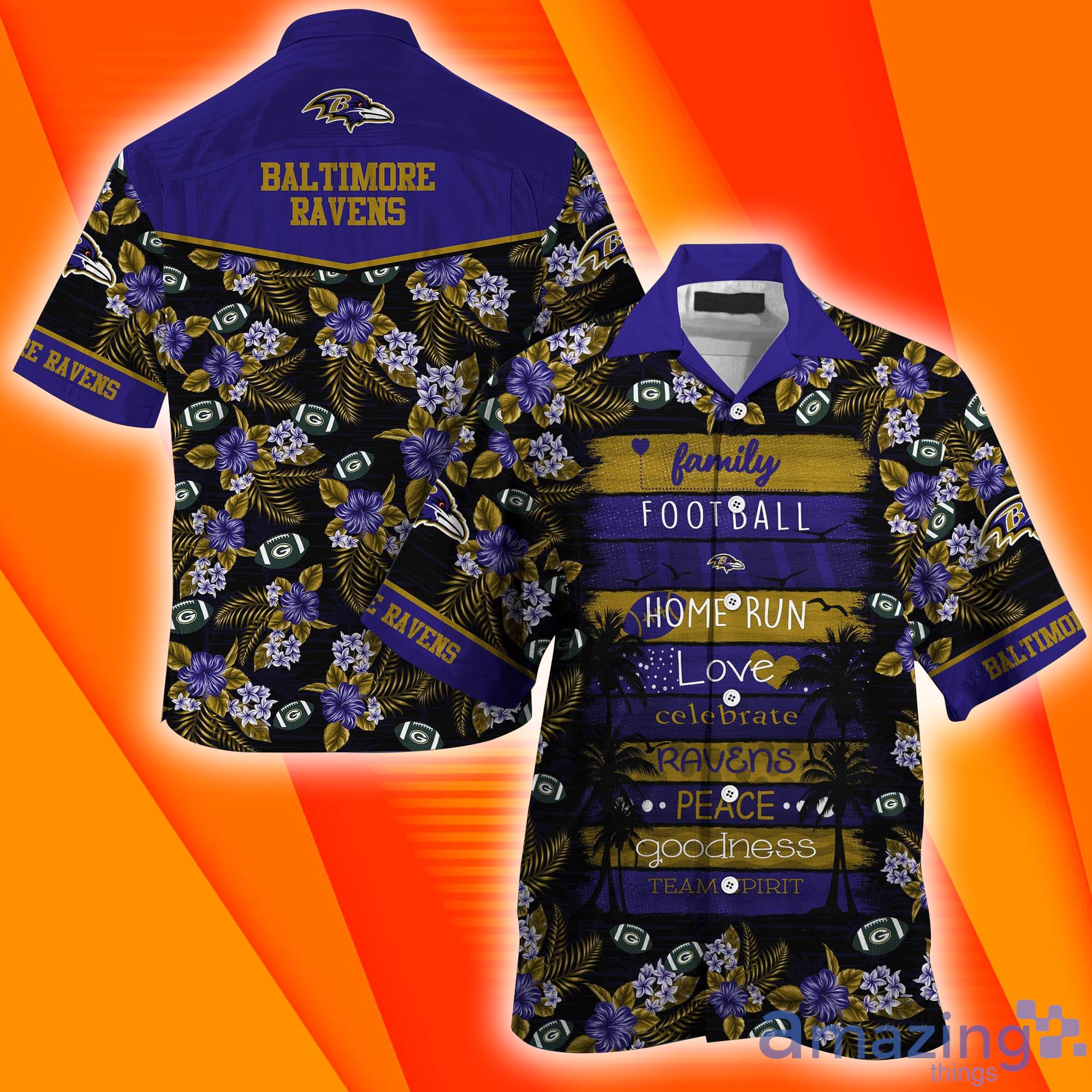 Baltimore Ravens NFL Family & Football Short Sleeves Hawaiian Shirt Product Photo 1