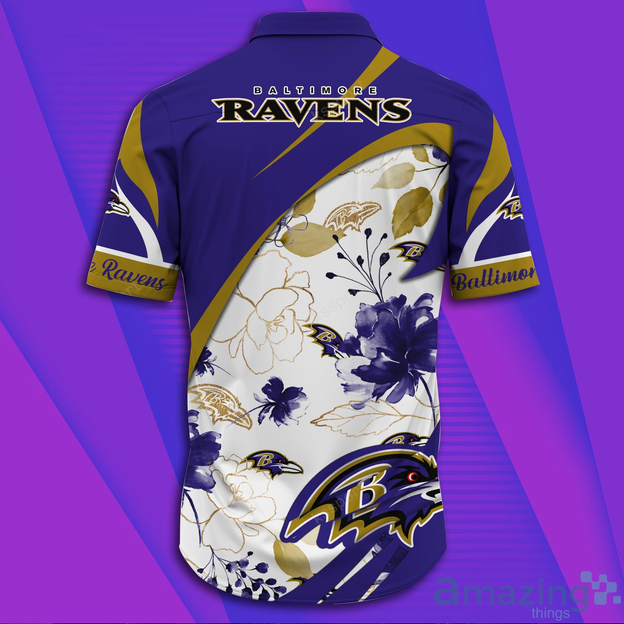 Nfl Baltimore Ravens Gold Purple Trendy Hawaiian Shirt Aloha Shirt - Trendy  Aloha