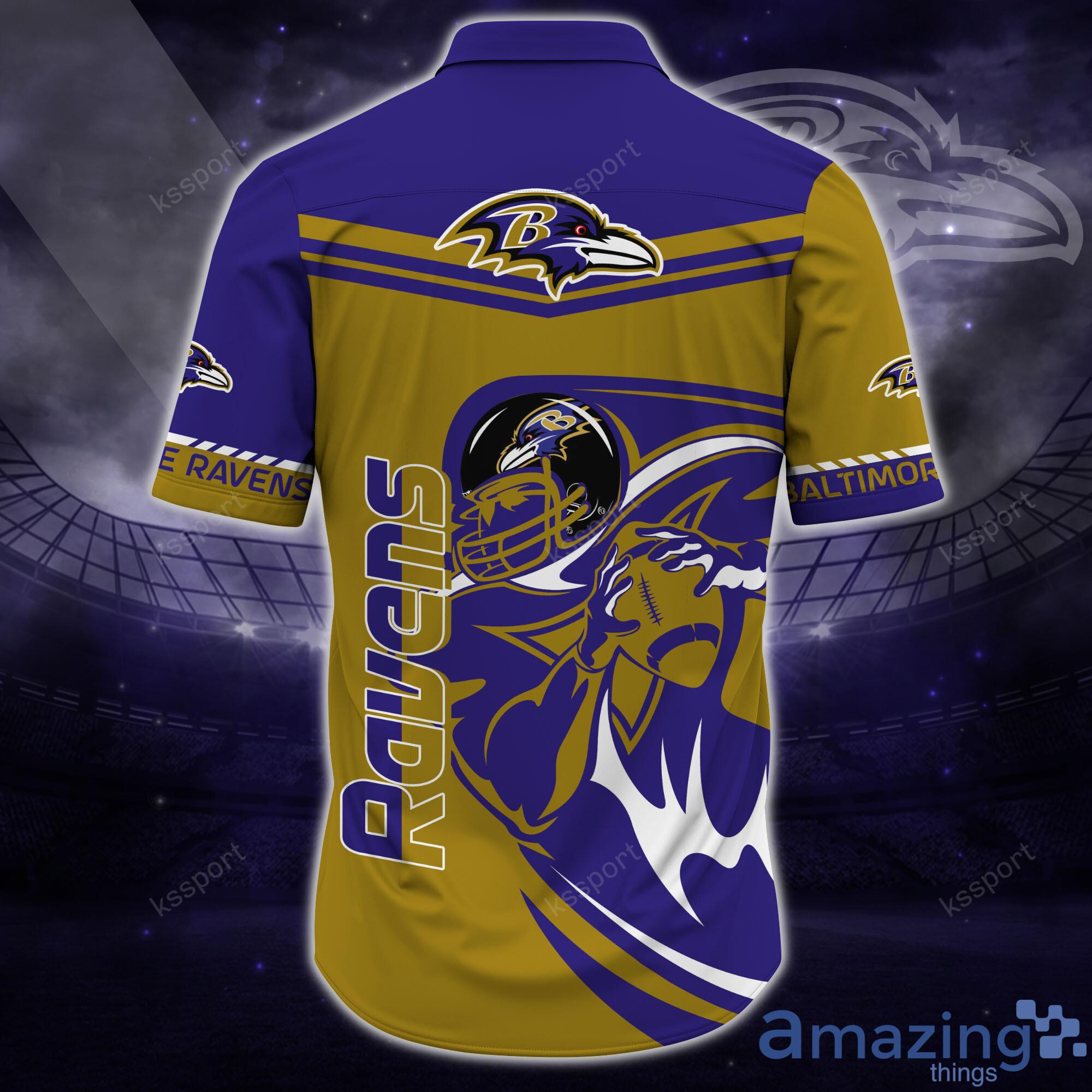 Baltimore Ravens NFL Short Sleeves Hawaiian Shirt Gift For Fans image Baltimore Ravens NFL Short Sleeves Hawaiian Shirt Gift For Fans Product Photo 2