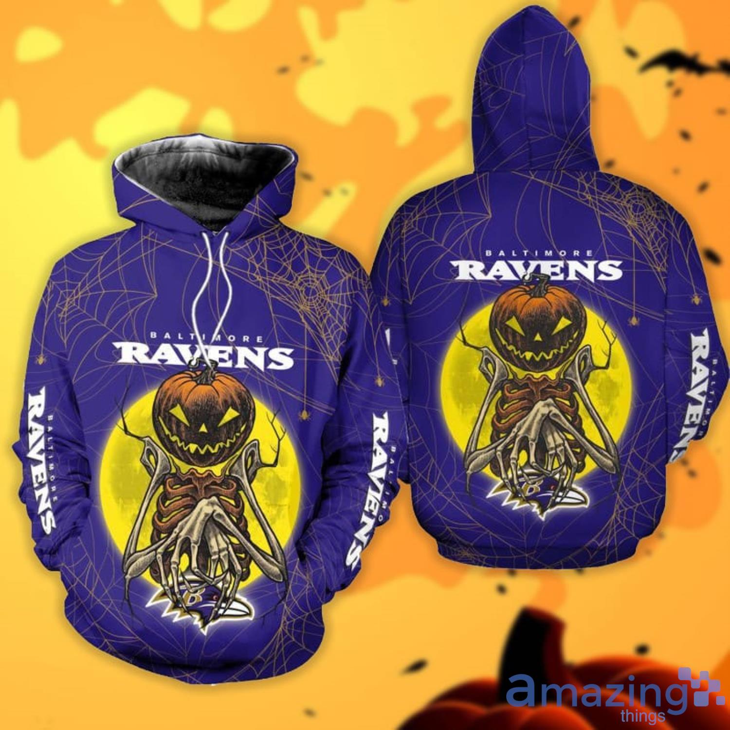 Baltimore Ravens Pumpskin Monster Halloween 3D All Over Printed Shirts Product Photo 1