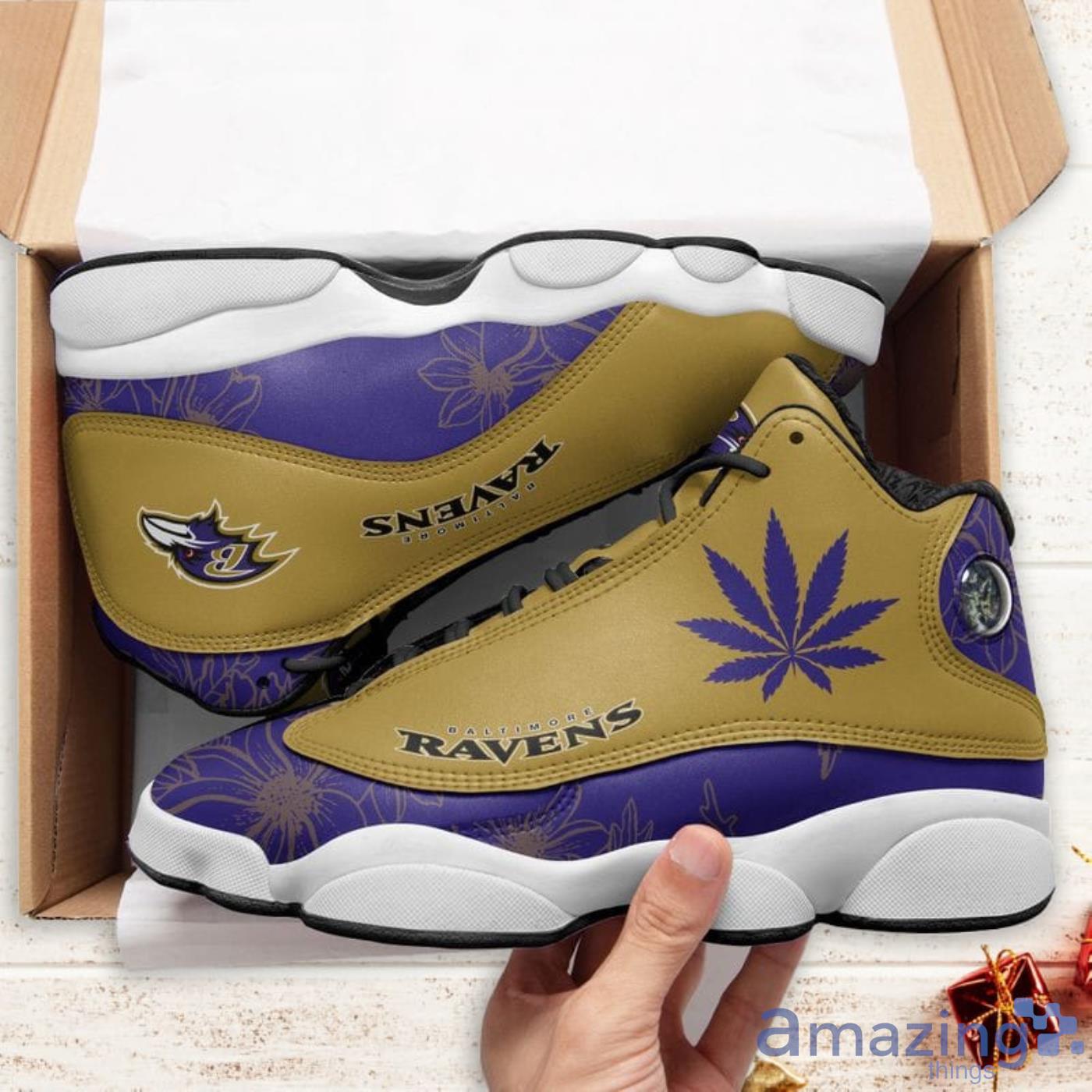 Baltimore Ravens NFL Personalized Air Jordan 13 Sport Shoes - Growkoc