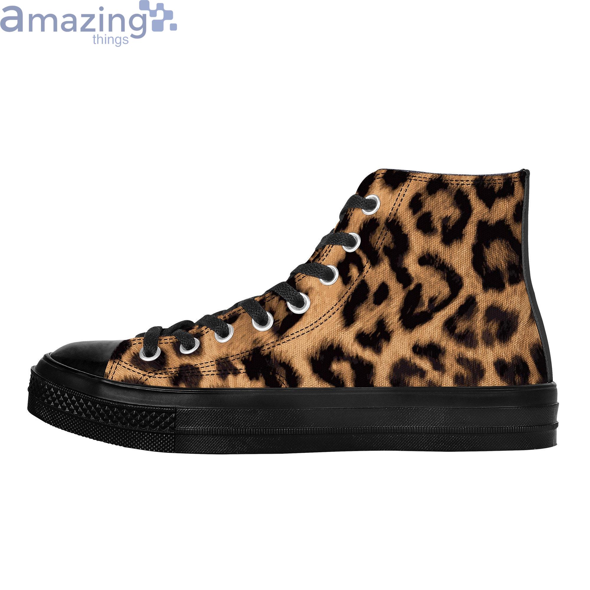Baphomet Pentagram Leopard Print High Top Shoes image Baphomet Pentagram Leopard Print High Top Shoes Product Photo 3