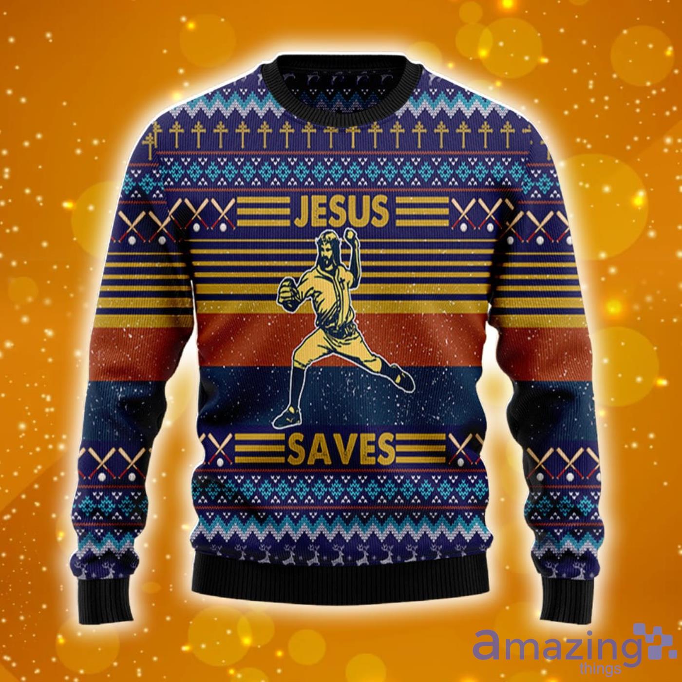 Baseball Jesus Save Christmas Sweater Hoodie 3D T Shirt Sweater Product Photo 1